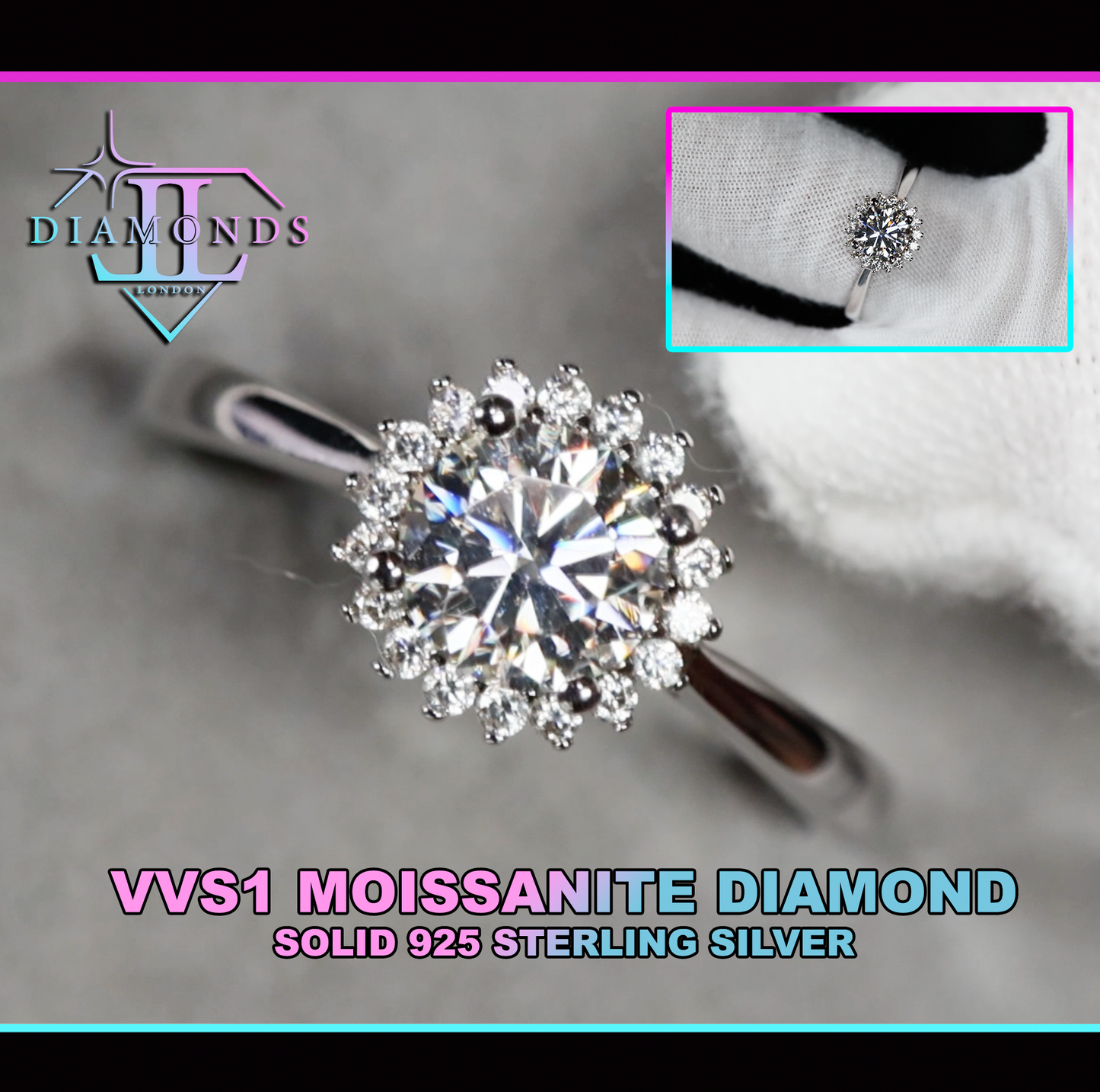 White Gold Moissanite Diamond Ring