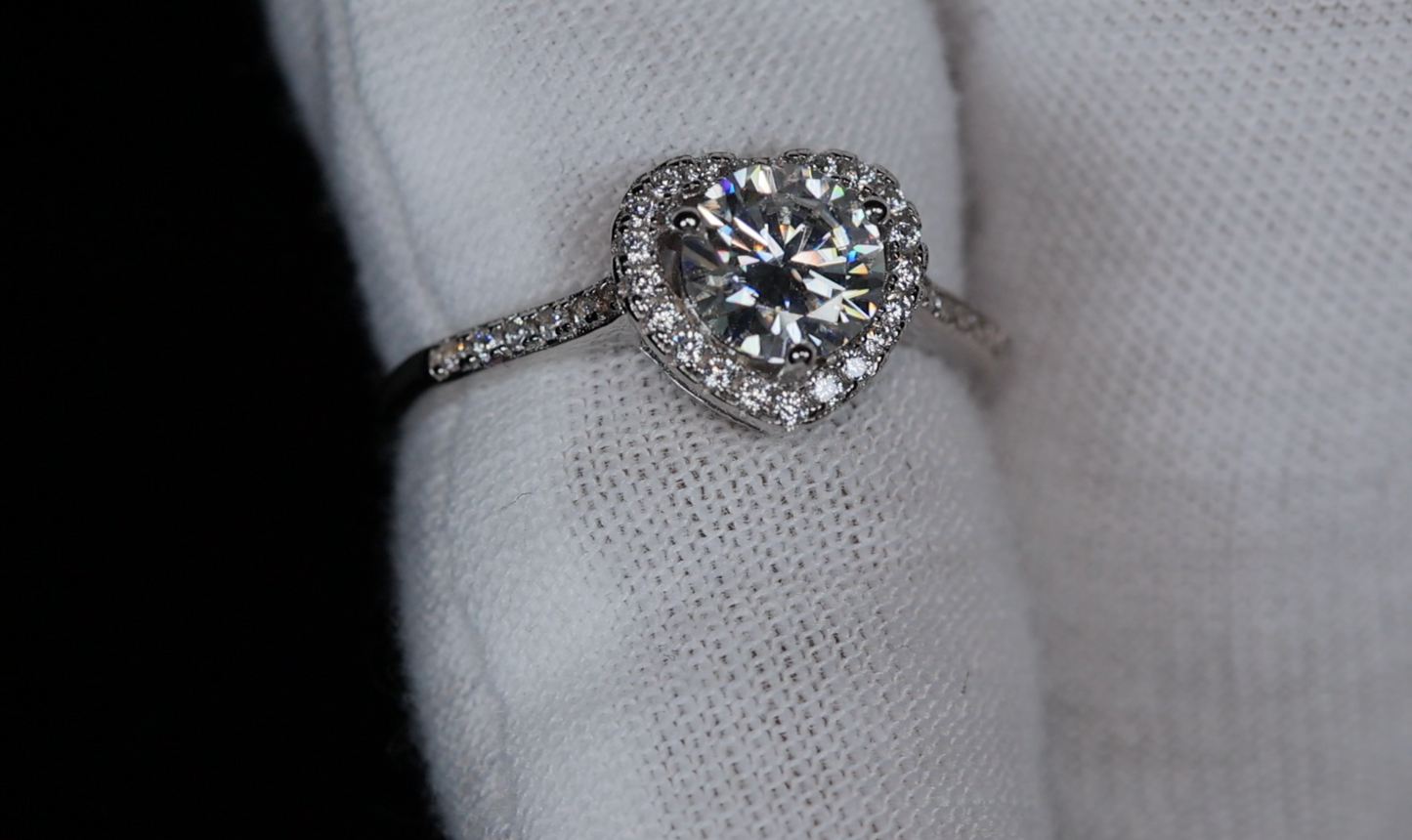 Moissanite Diamond Heart Ring