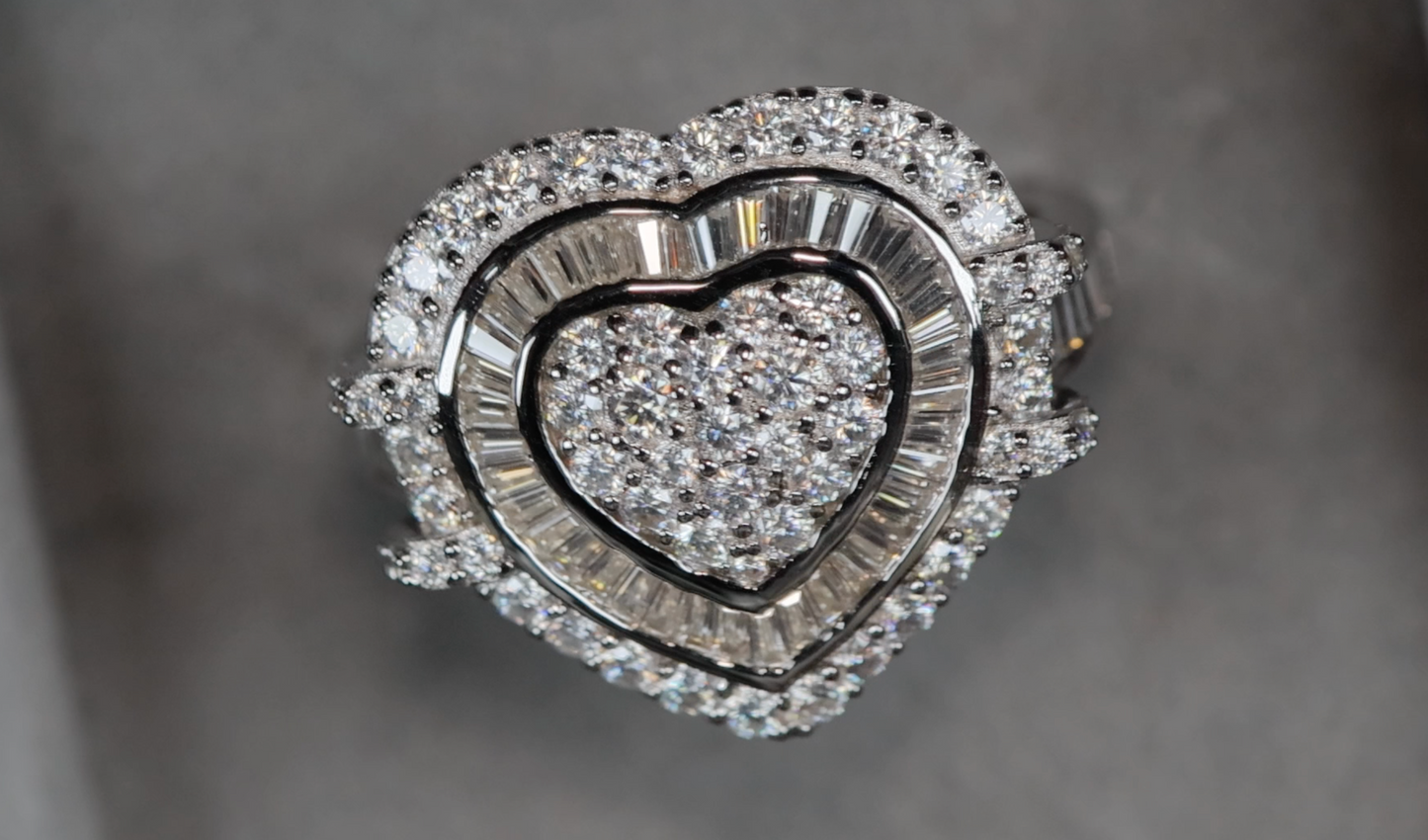 Moissanite Diamond Heart Engagement Ring | Moissanite Diamond Heart Ring | Womens Diamond Heart Ring