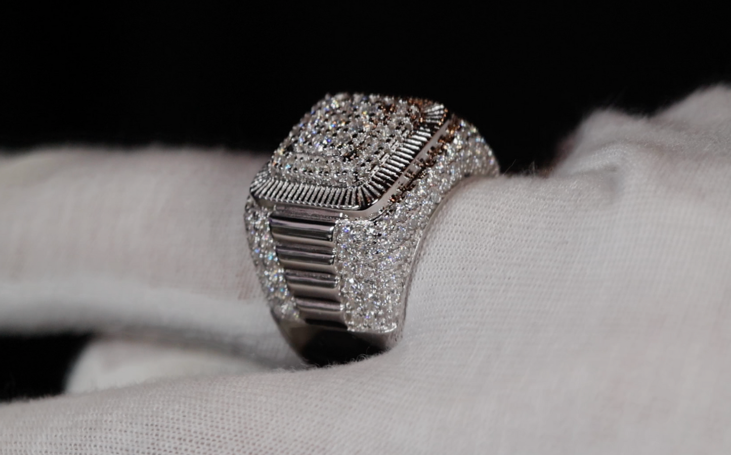 big iced out moissanite rings