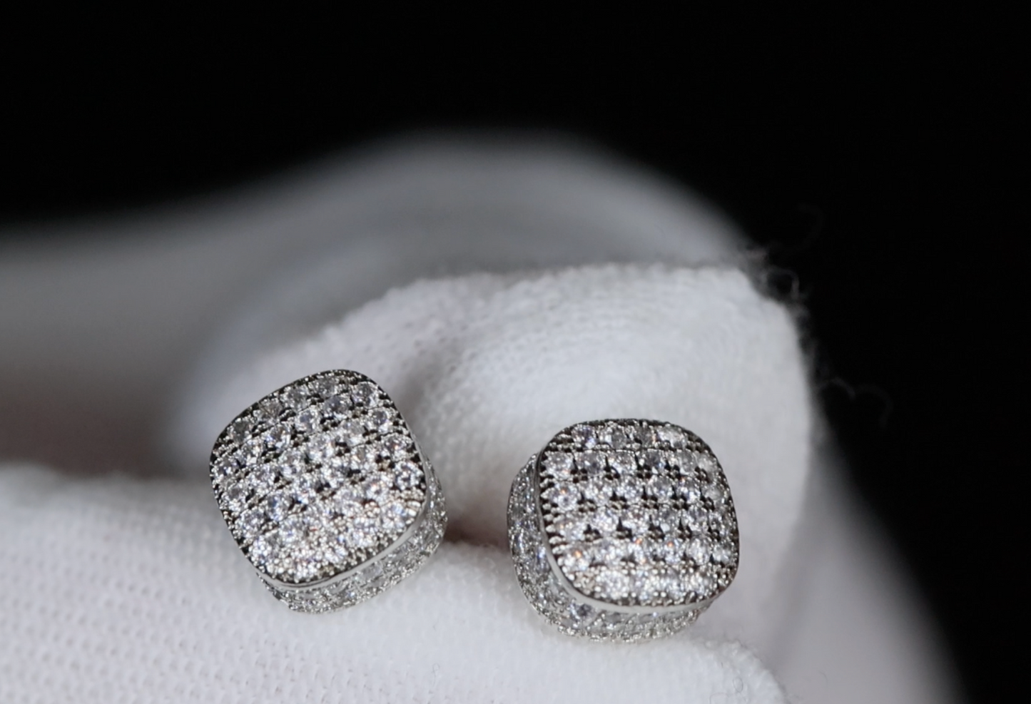 Cube diamond ear studs | Mens diamond ear studs | Womens diamond ear studs