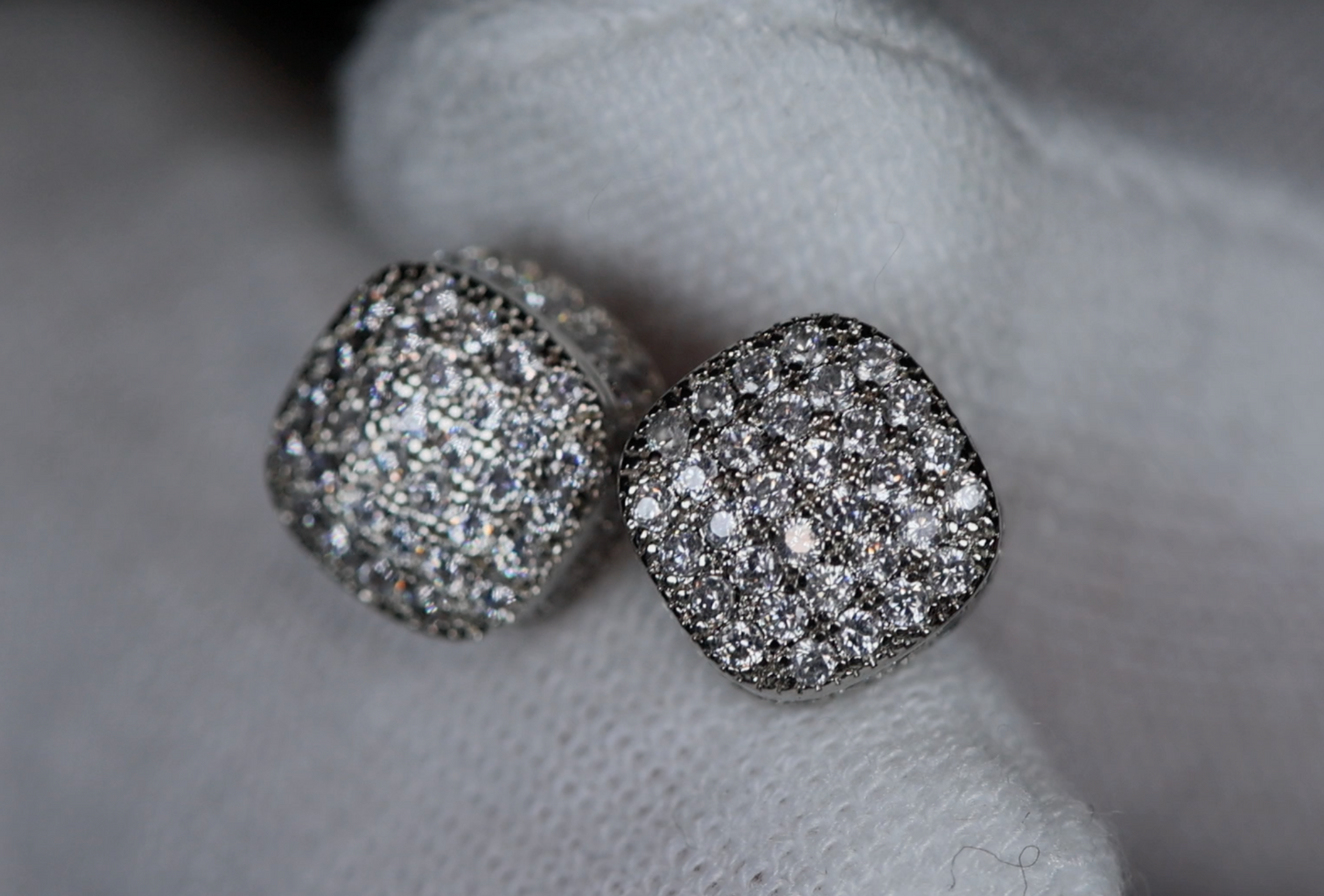 Cube diamond ear studs | Mens diamond ear studs | Womens diamond ear studs