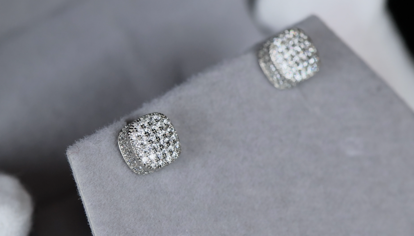 Cube diamond ear studs | Mens diamond ear studs | Womens diamond ear studs