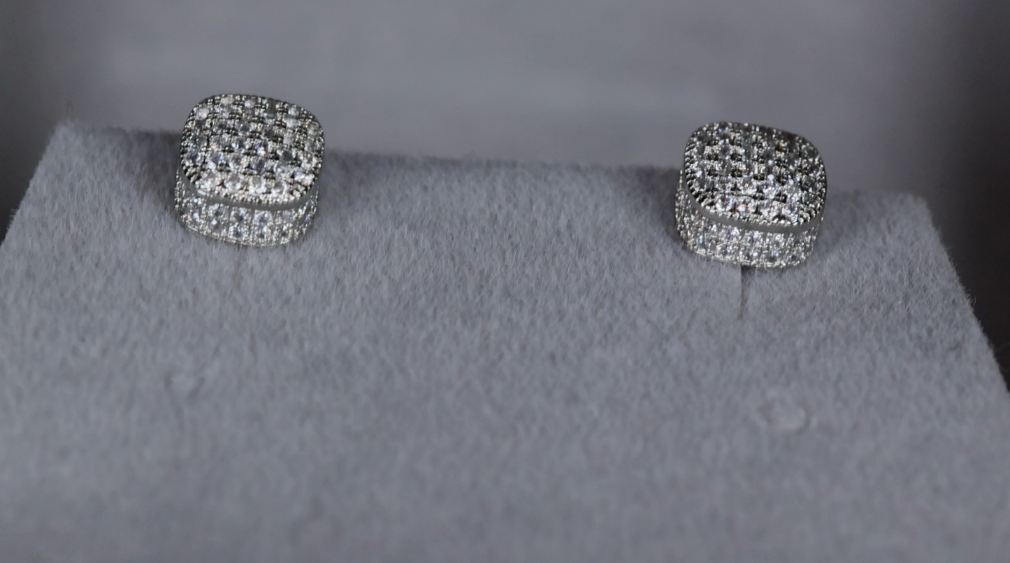 Cube diamond ear studs | Mens diamond ear studs | Womens diamond ear studs