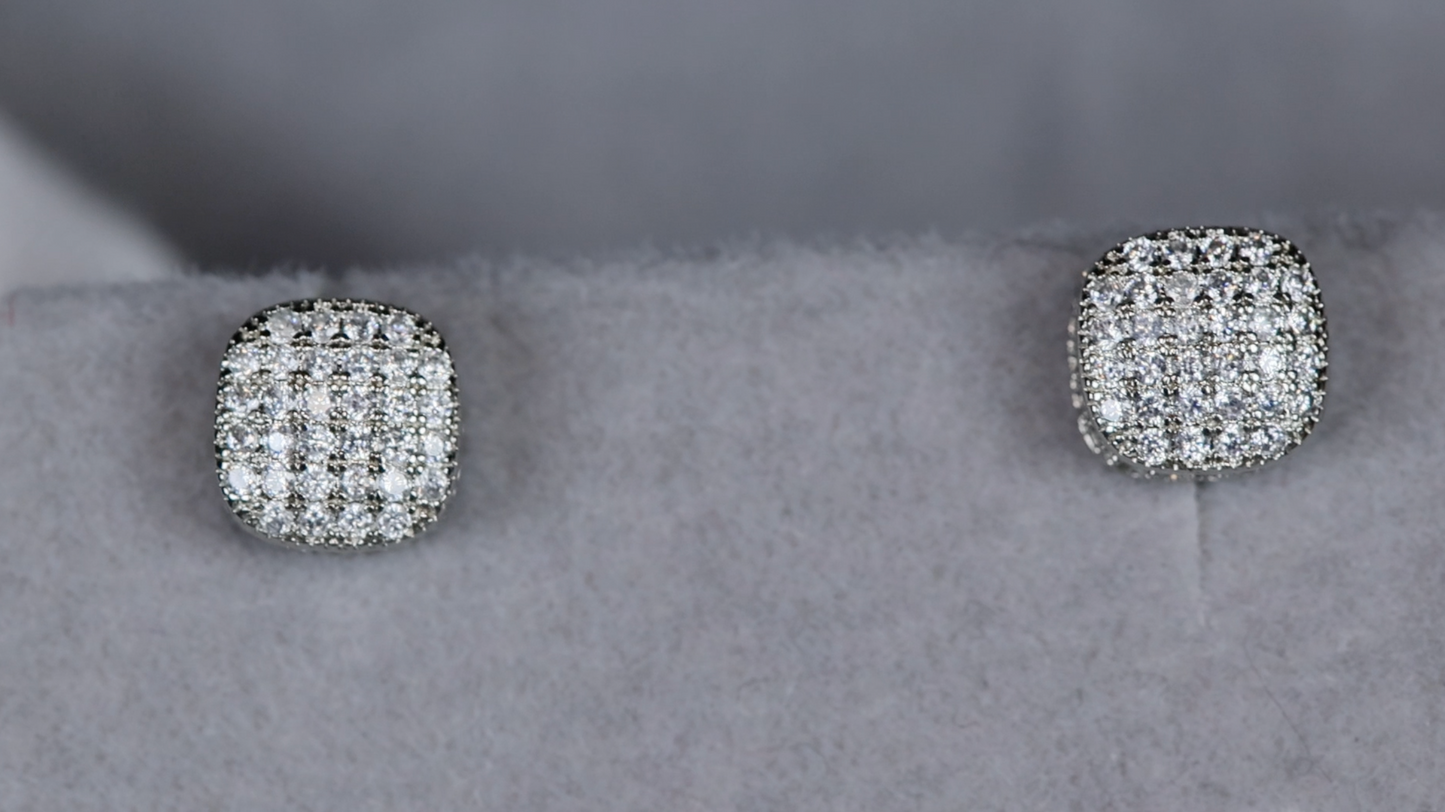 Cube diamond ear studs | Mens diamond ear studs | Womens diamond ear studs