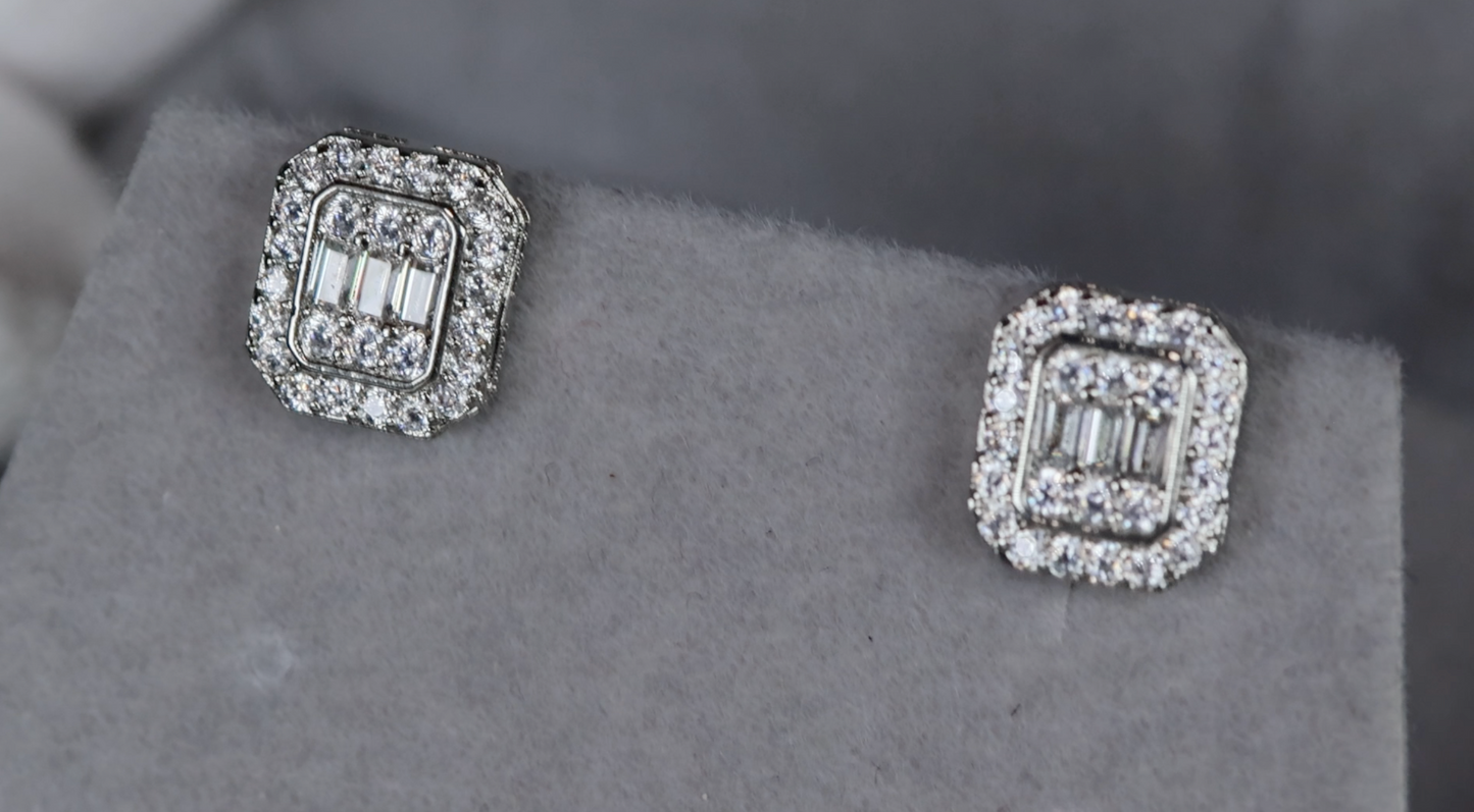 Diamond Earrings | Womens Diamond Ear Studs | Mens Iced Ear Studs | Baguette Ear Studs