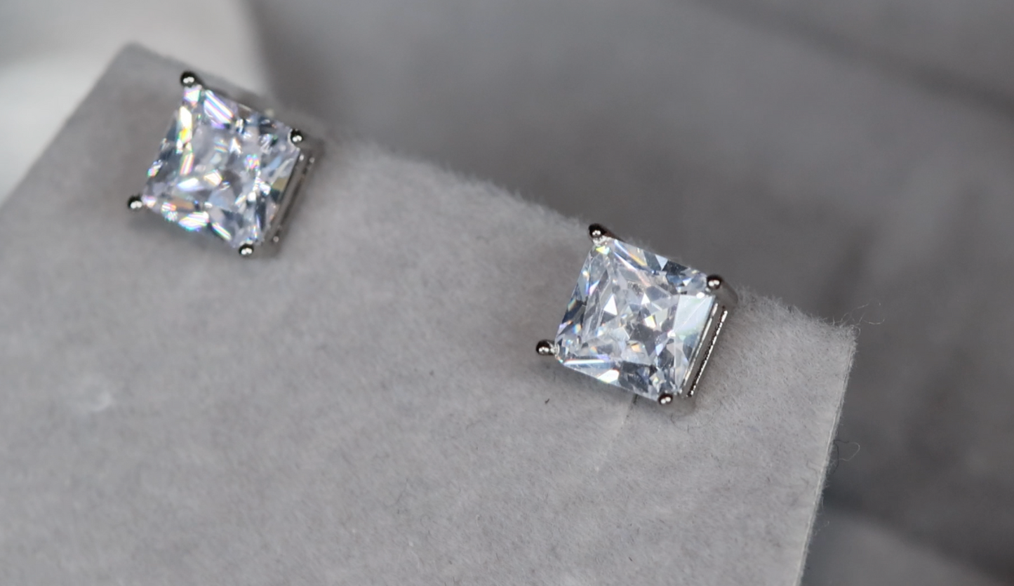 Ear Studs | Princess Cut Ear Studs | Princess Cut Diamond Ear Studs