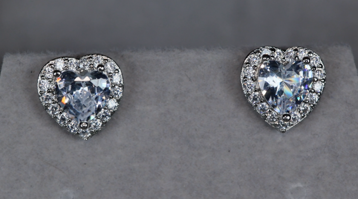 Diamond Heart Ear Studs | Womens Earrings | Heart Diamond Ear Studs | Ear Studs
