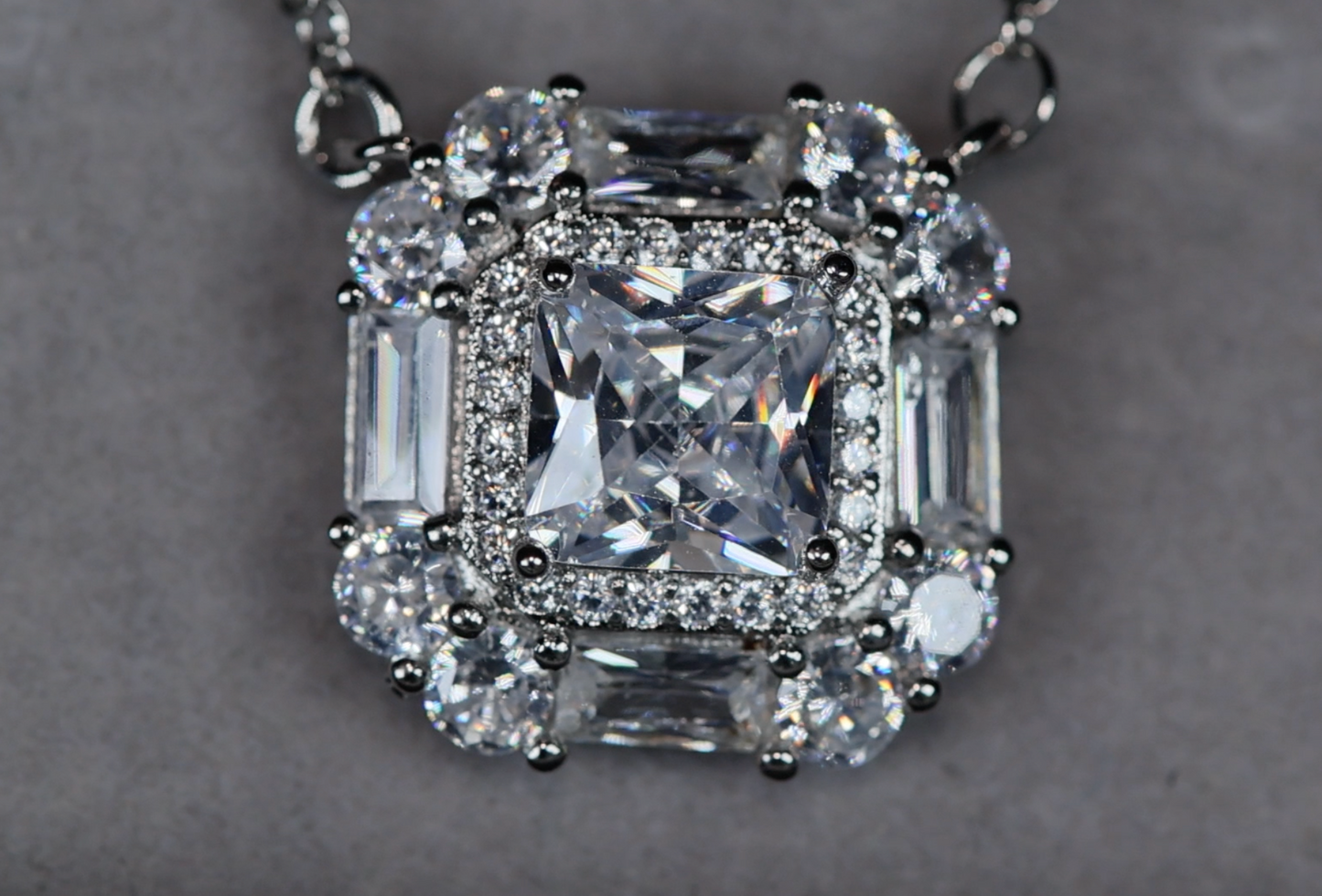 Wedding Necklace | Womens Baguette Diamond Pendant