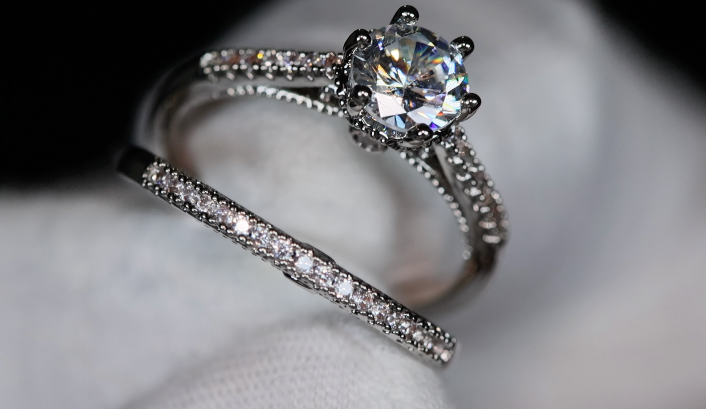 Womens Wedding Ring Set | Engagement Ring Set | Wedding Ring