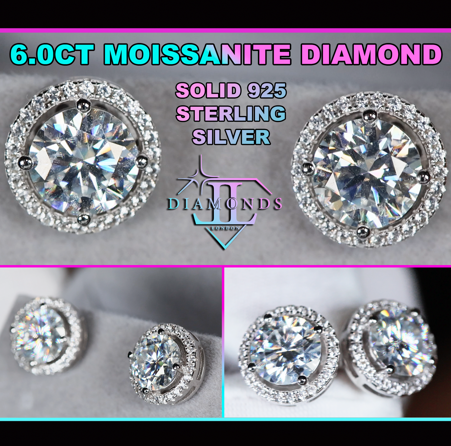 Moissanite Diamond Ear Studs
