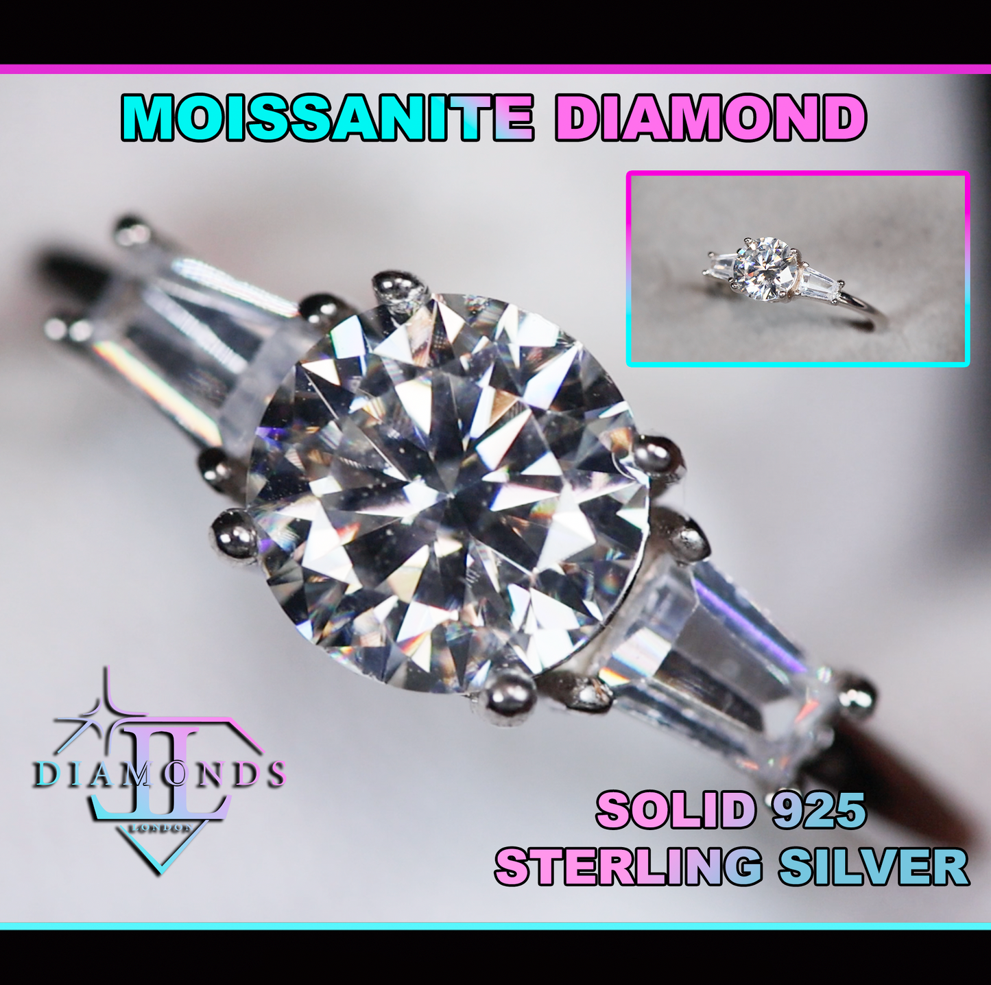 Womens Moissanite Diamond Engagement Ring