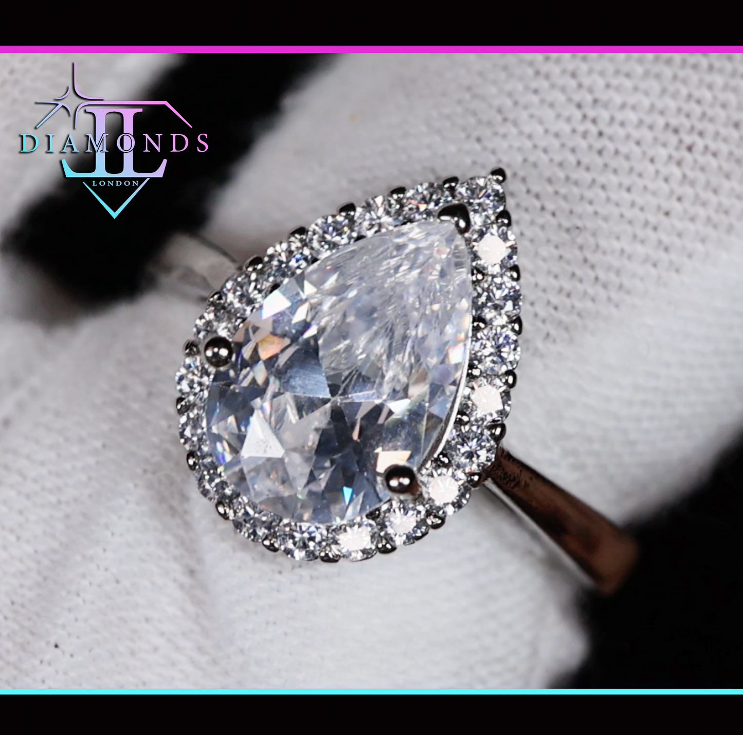 Silver Pear Cut Diamond Ring | Pear Cut Diamond Engagement Ring