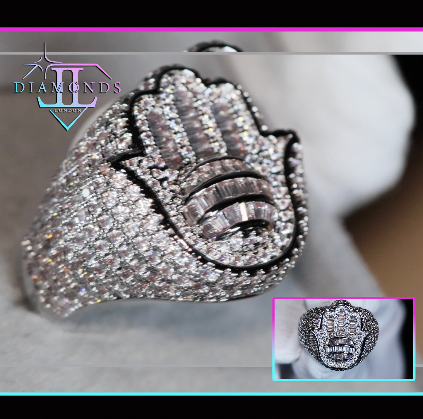 Iced Out Hamsa Ear Studs