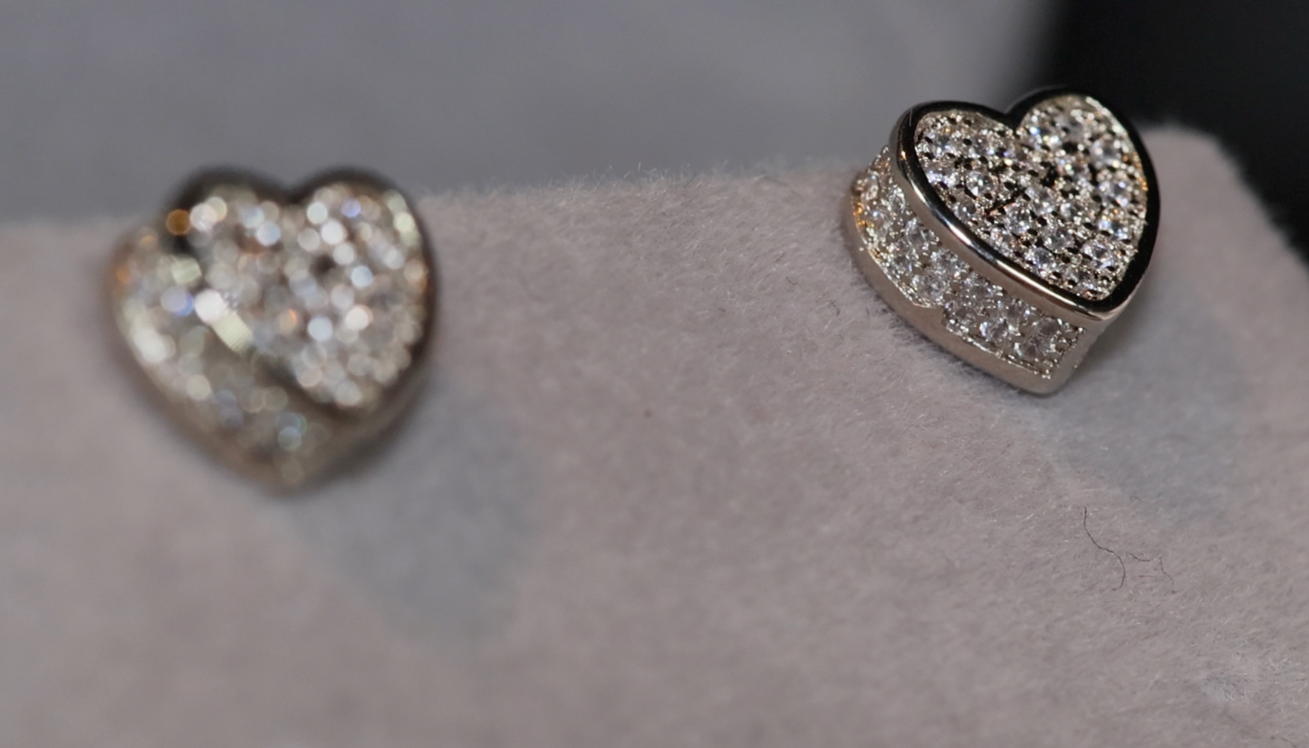 Diamond Heart Ear Studs