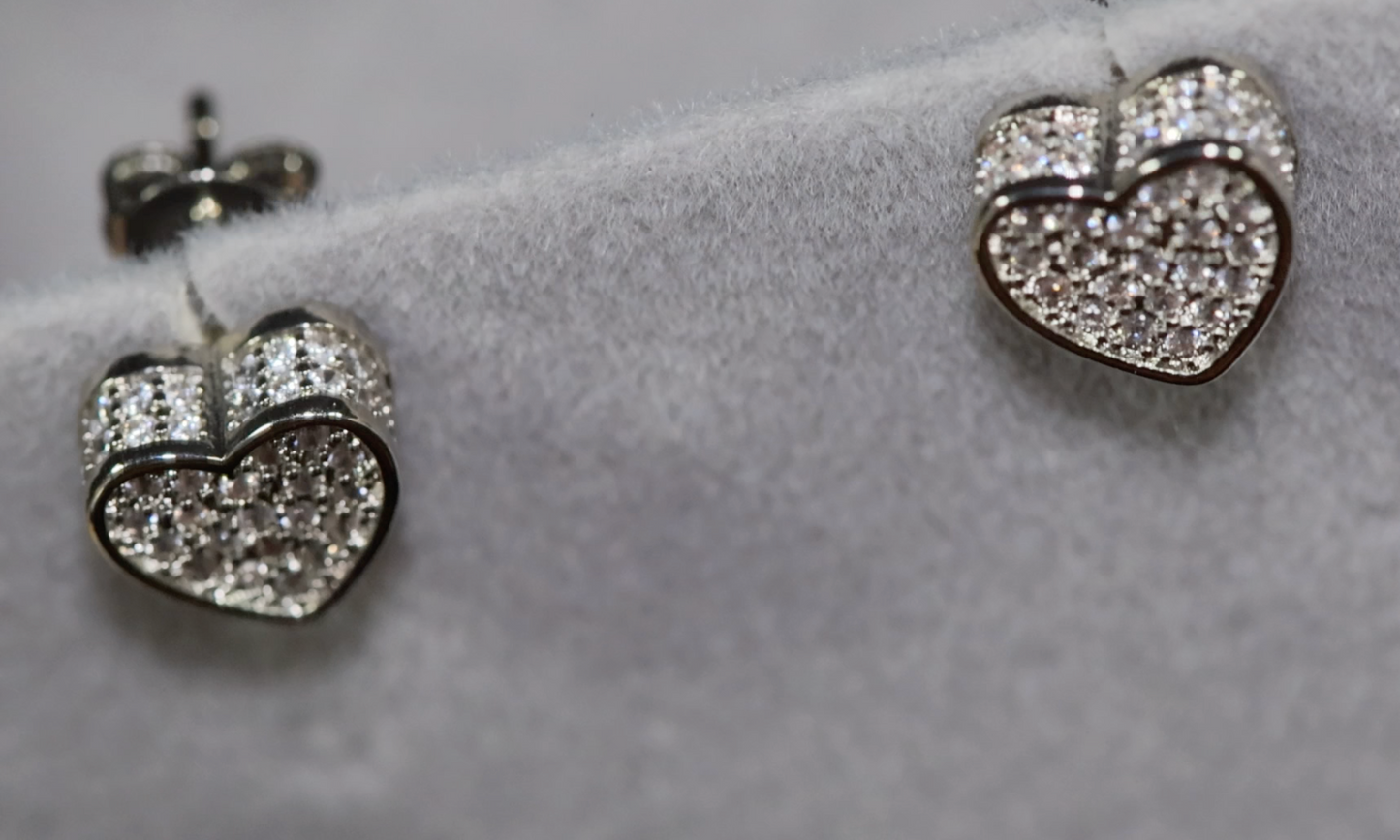 Diamond Heart Ear Studs
