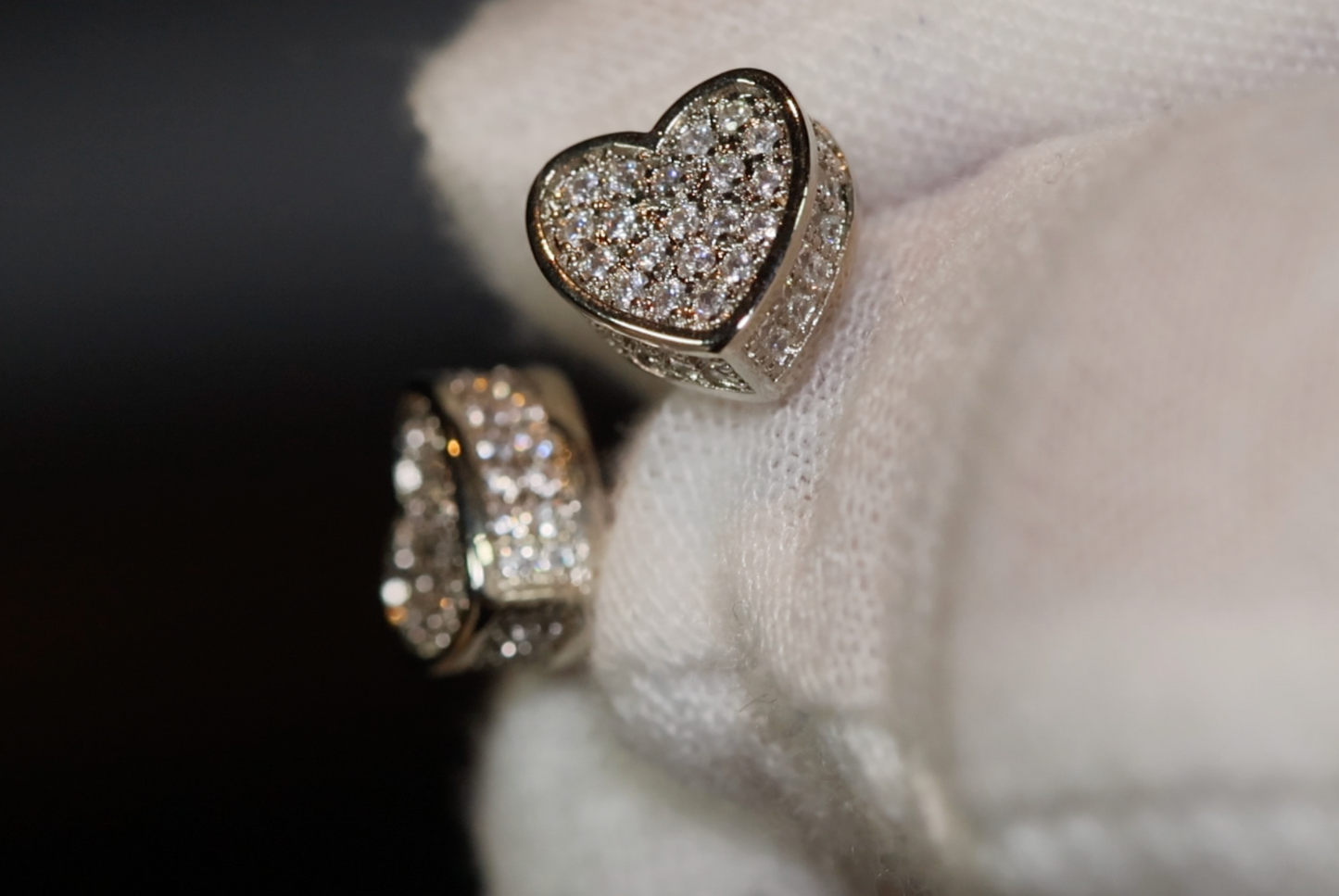 Diamond Heart Ear Studs