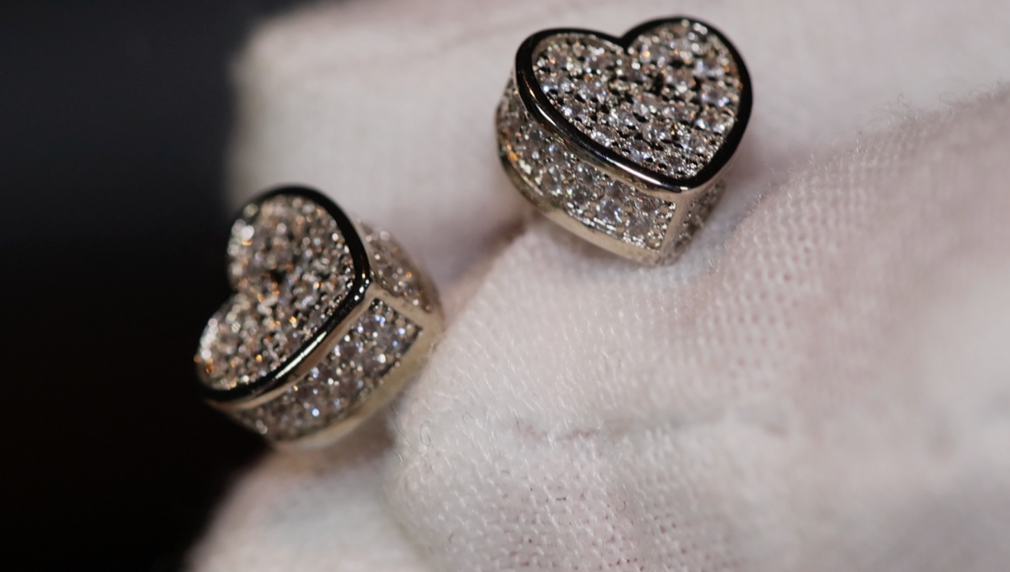 Diamond Heart Ear Studs