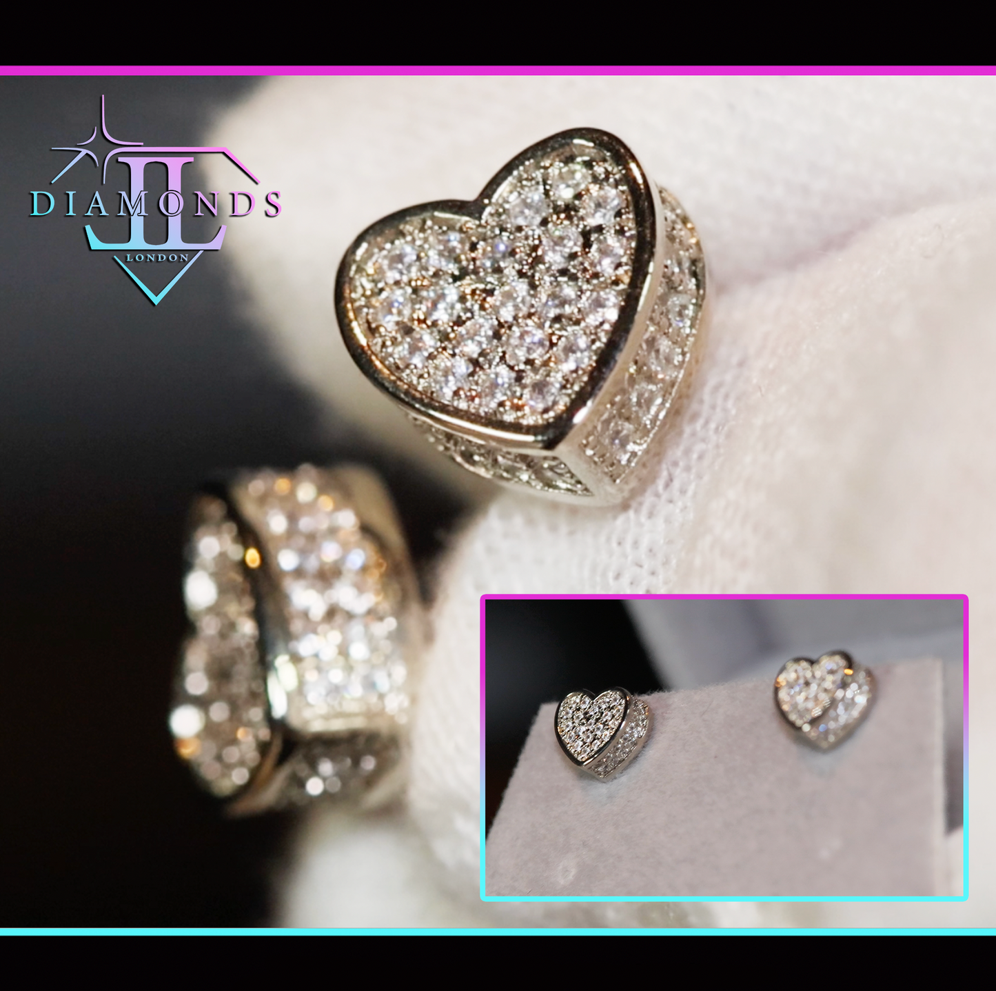 Diamond Heart Ear Studs