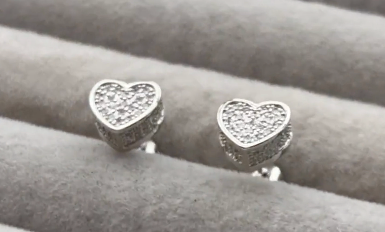Diamond Heart Ear Studs