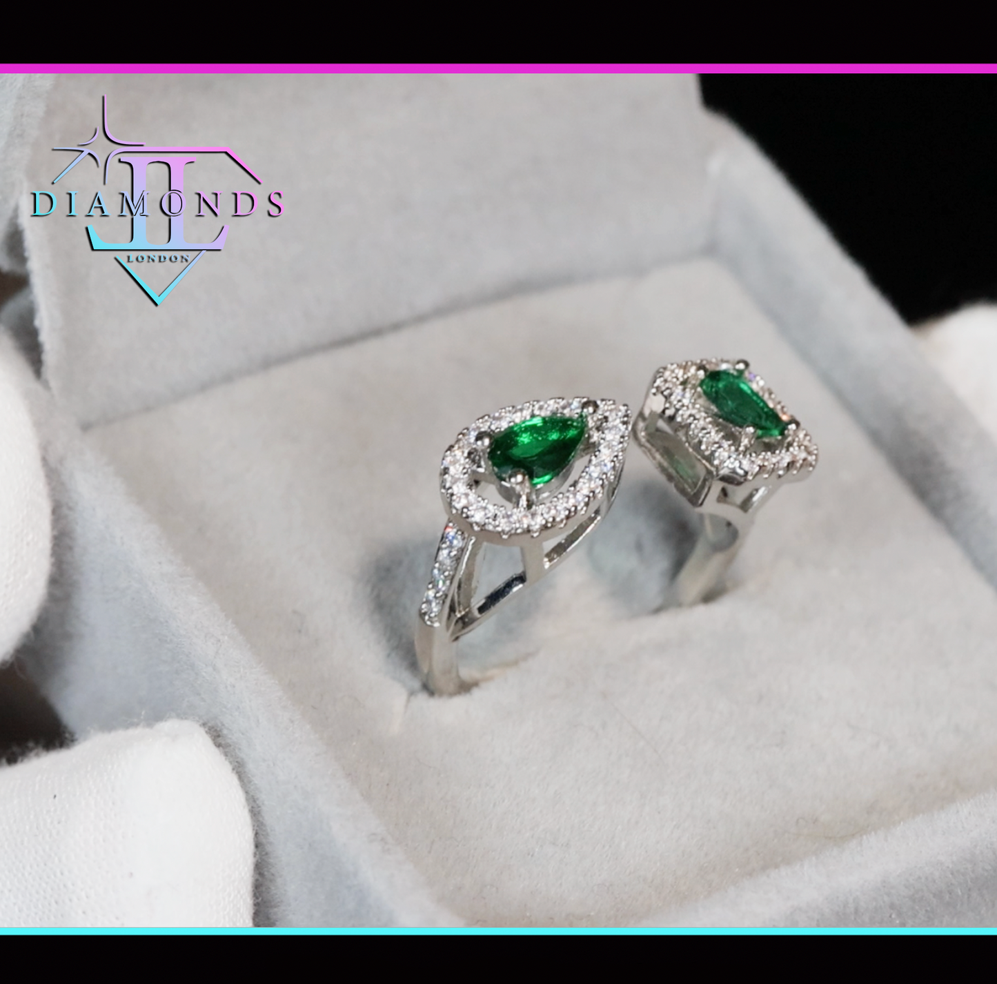 Green Pear Cut Diamond Ring