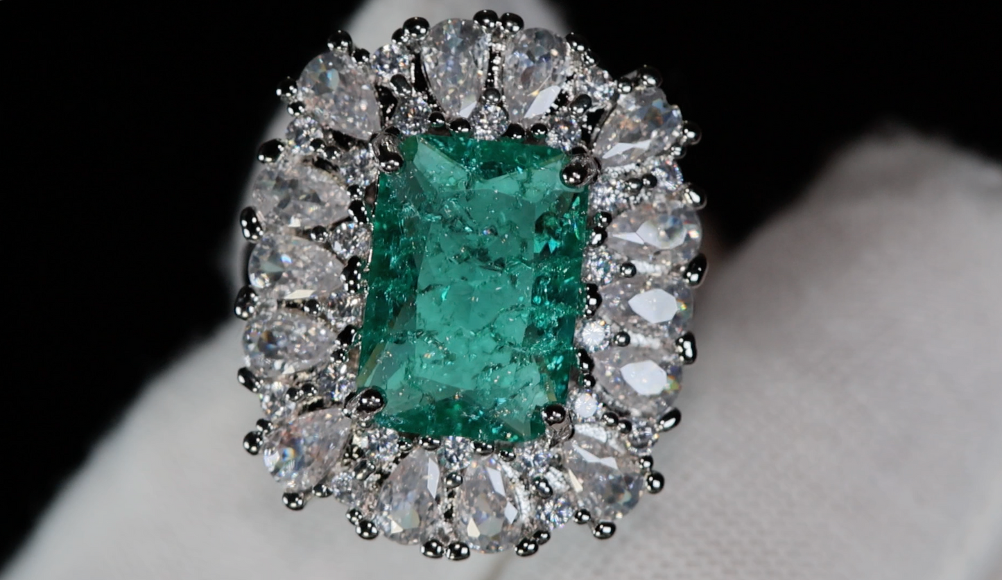 Womens Green Diamond Ring