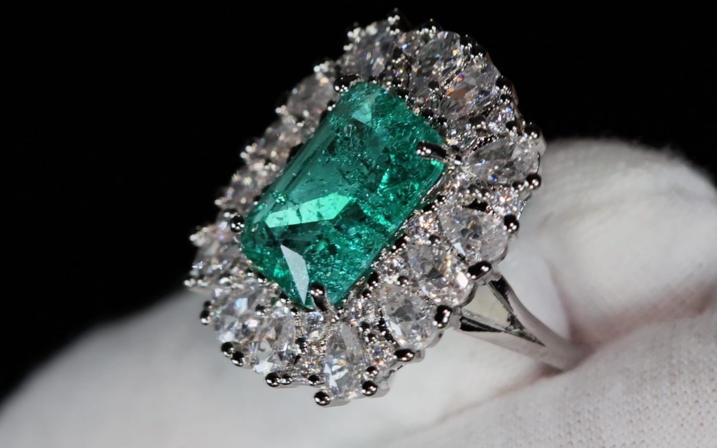 Womens Big Green Diamond Ring