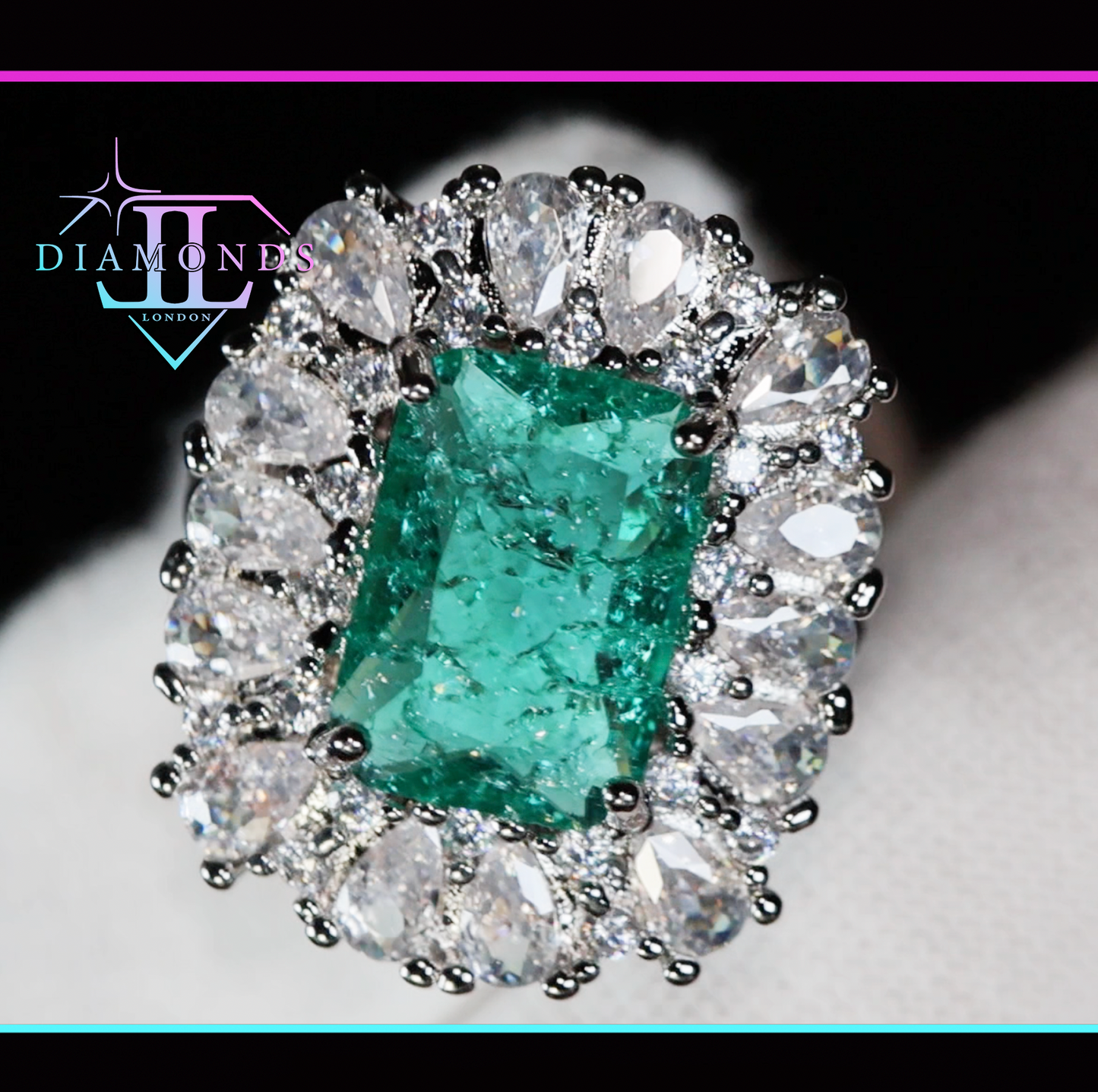 Womens Big Green Diamond Ring