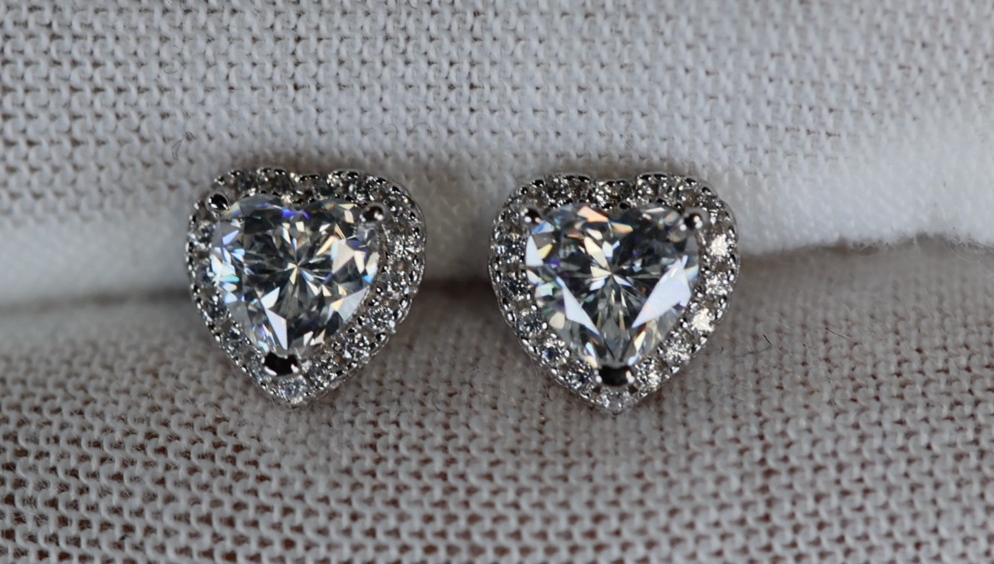 Silver Moissanite Diamond Ear Studs