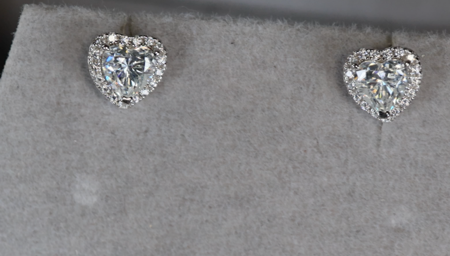 Silver Moissanite Diamond Ear Studs