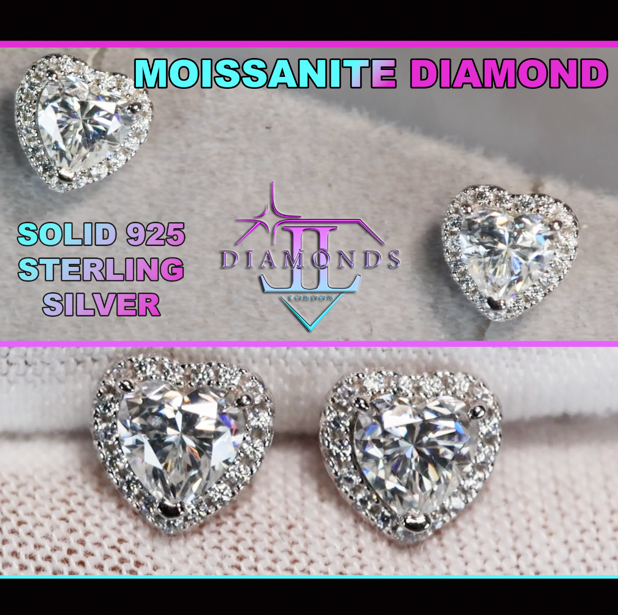 Moissanite Heart Cut Diamond Ear Studs