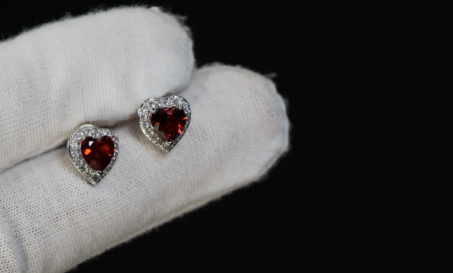 Red Heart Cut Diamond Earrings | Womens Red Diamond Ear Studs