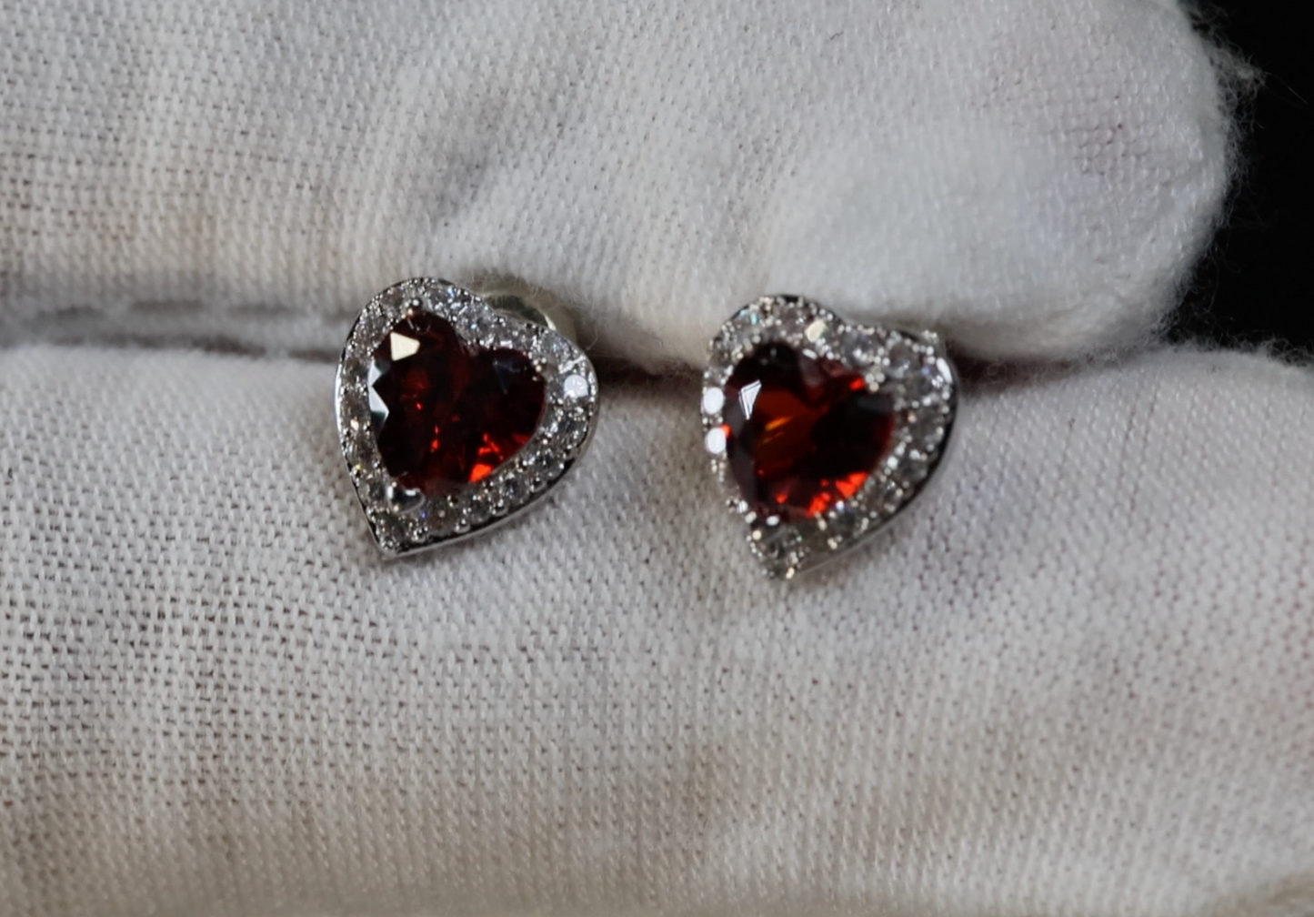 Red Heart Cut Diamond Earrings | Womens Red Diamond Ear Studs