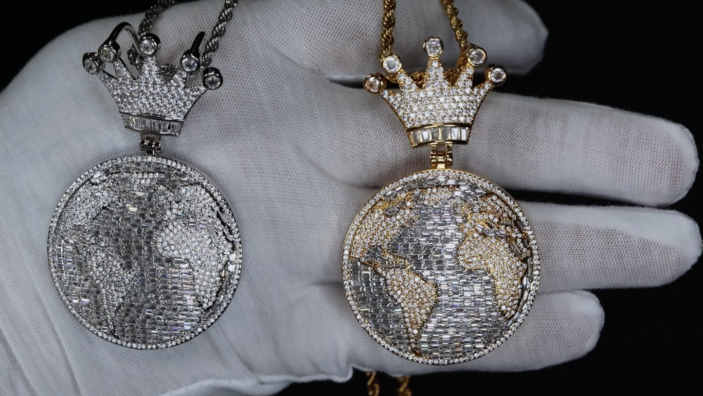 Iced Out Pendant | Hip Hop Diamond Pendant | World Pendant