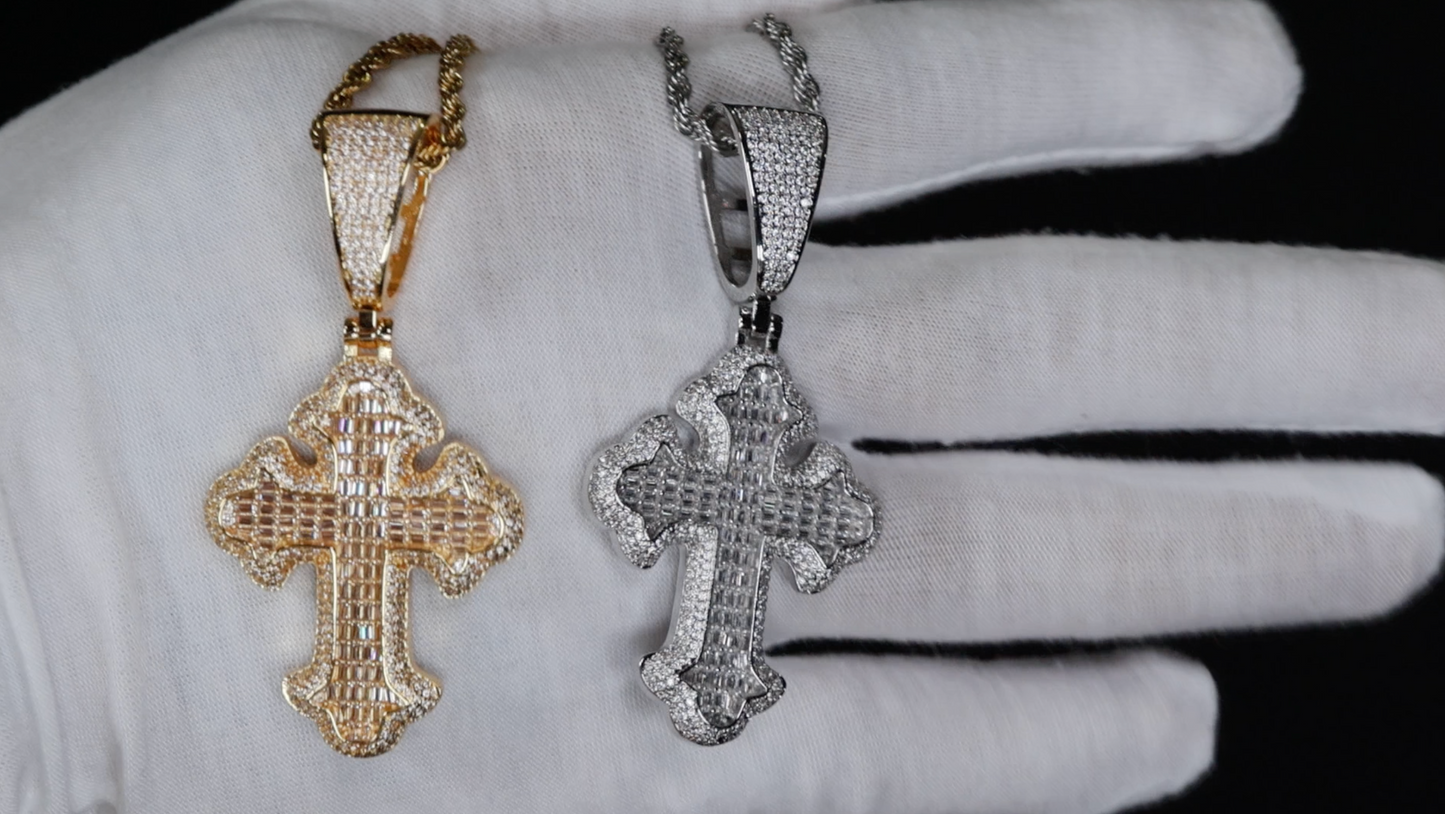 Iced Out Cross Pendant | Hip Hop Cross Pendant | Big Diamond Cross Pendant