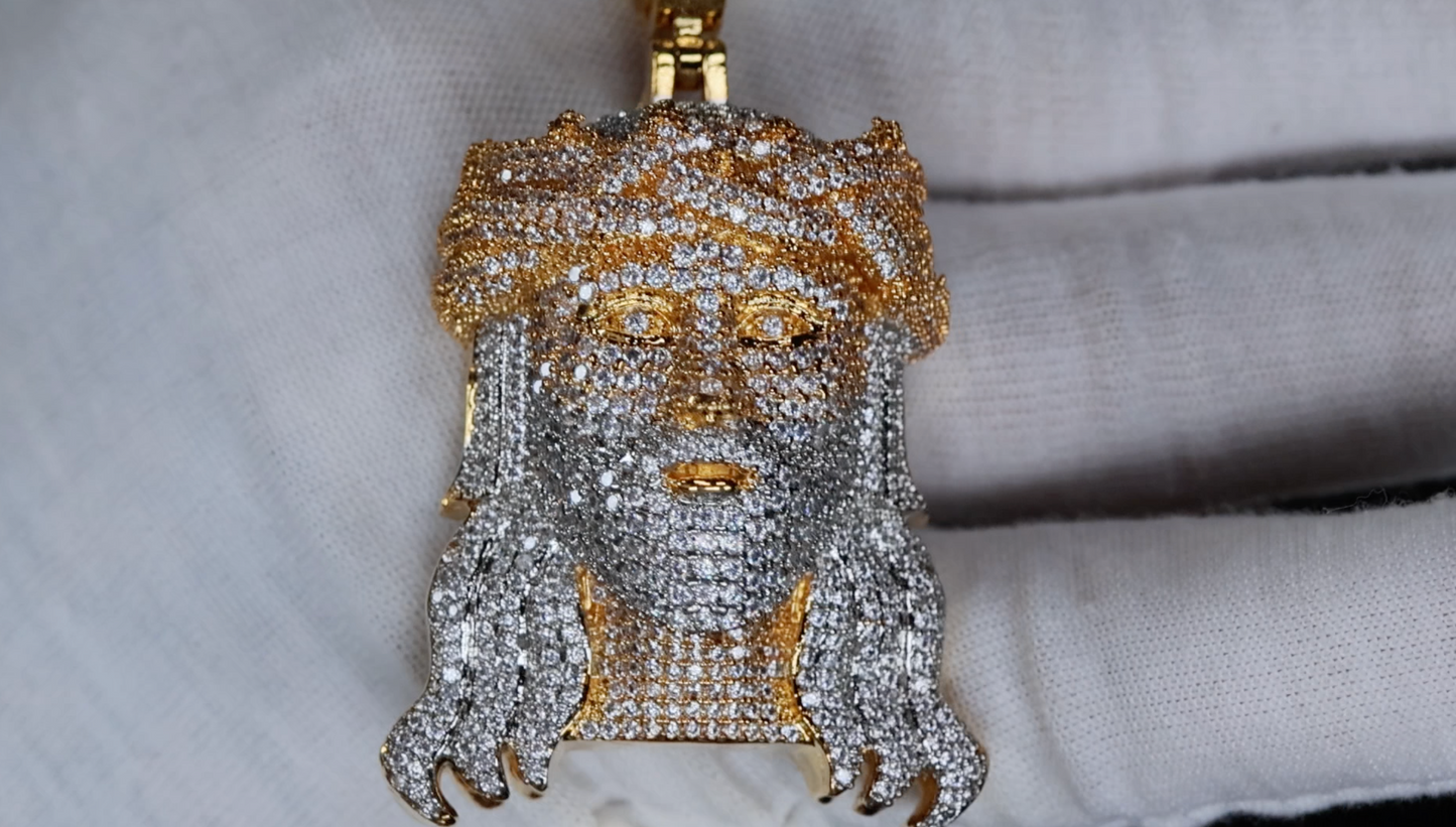 Iced Out Jesus Piece | Hip Hop Jesus Head Pendant | Big Diamond Jesus Face Pendant