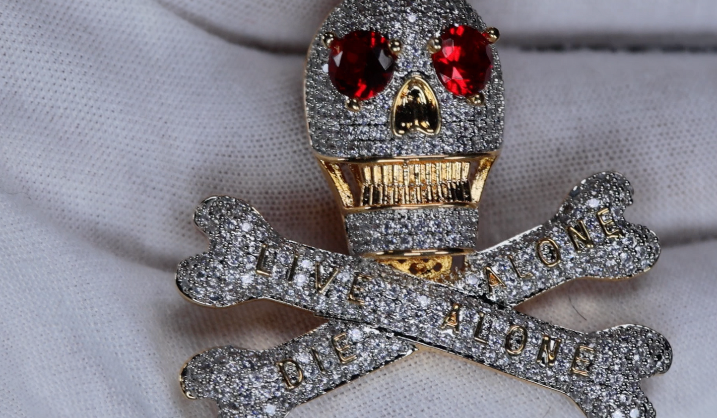 Skull and Bones Pendant | Diamond Skull Pendant | Skull Pendant