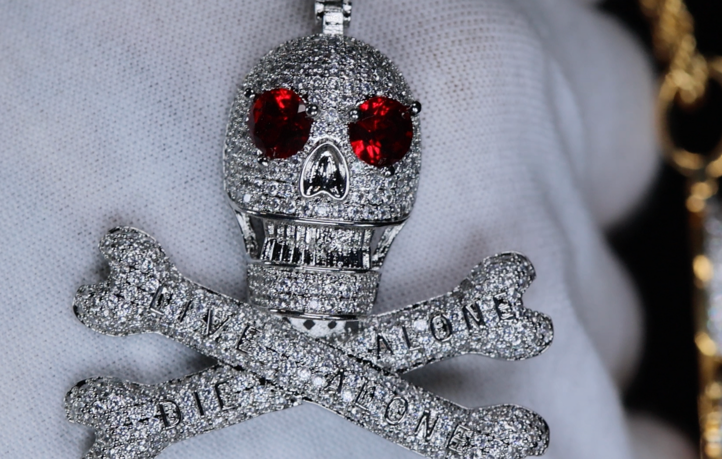 Skull and Bones Pendant | Diamond Skull Pendant | Skull Pendant