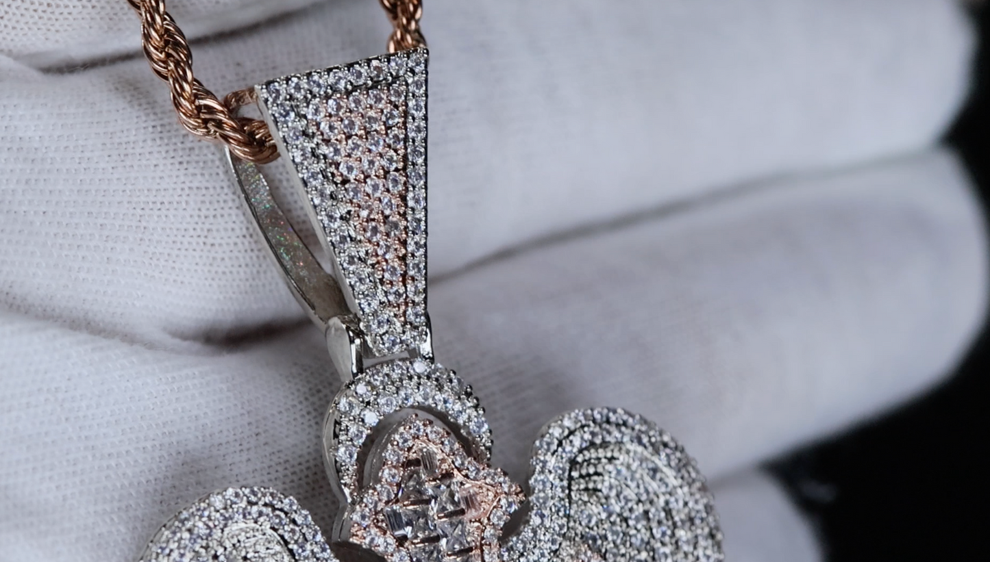 Iced Out Cross Pendant | Rose Gold Cross Pendant | Big Rose Gold Cross