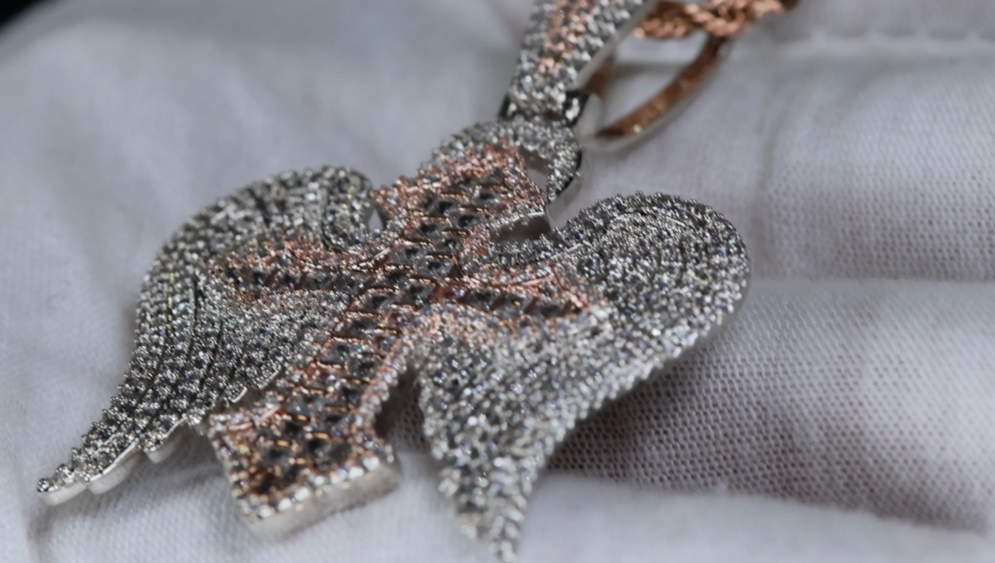 Iced Out Cross Pendant | Rose Gold Cross Pendant | Big Rose Gold Cross