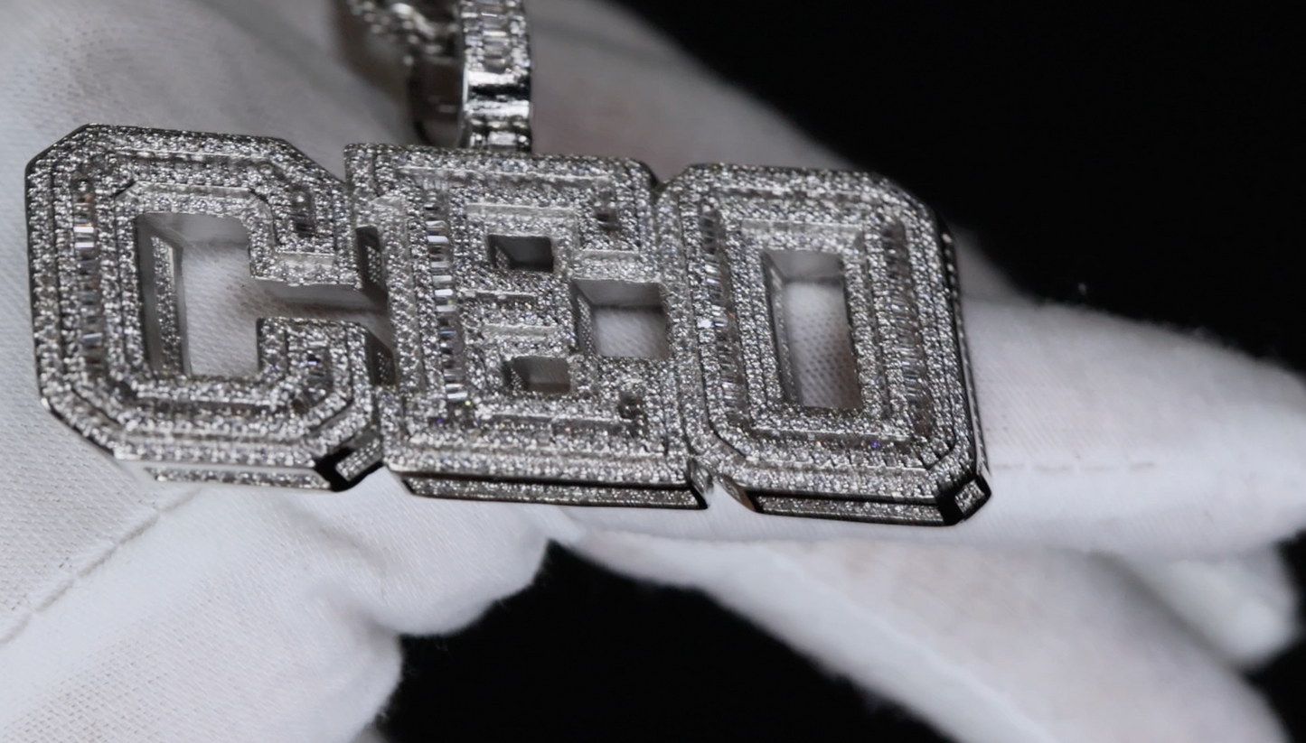 CEO Pendant | Iced Out Pendant | Baguette Diamond Hip Hop Pendant