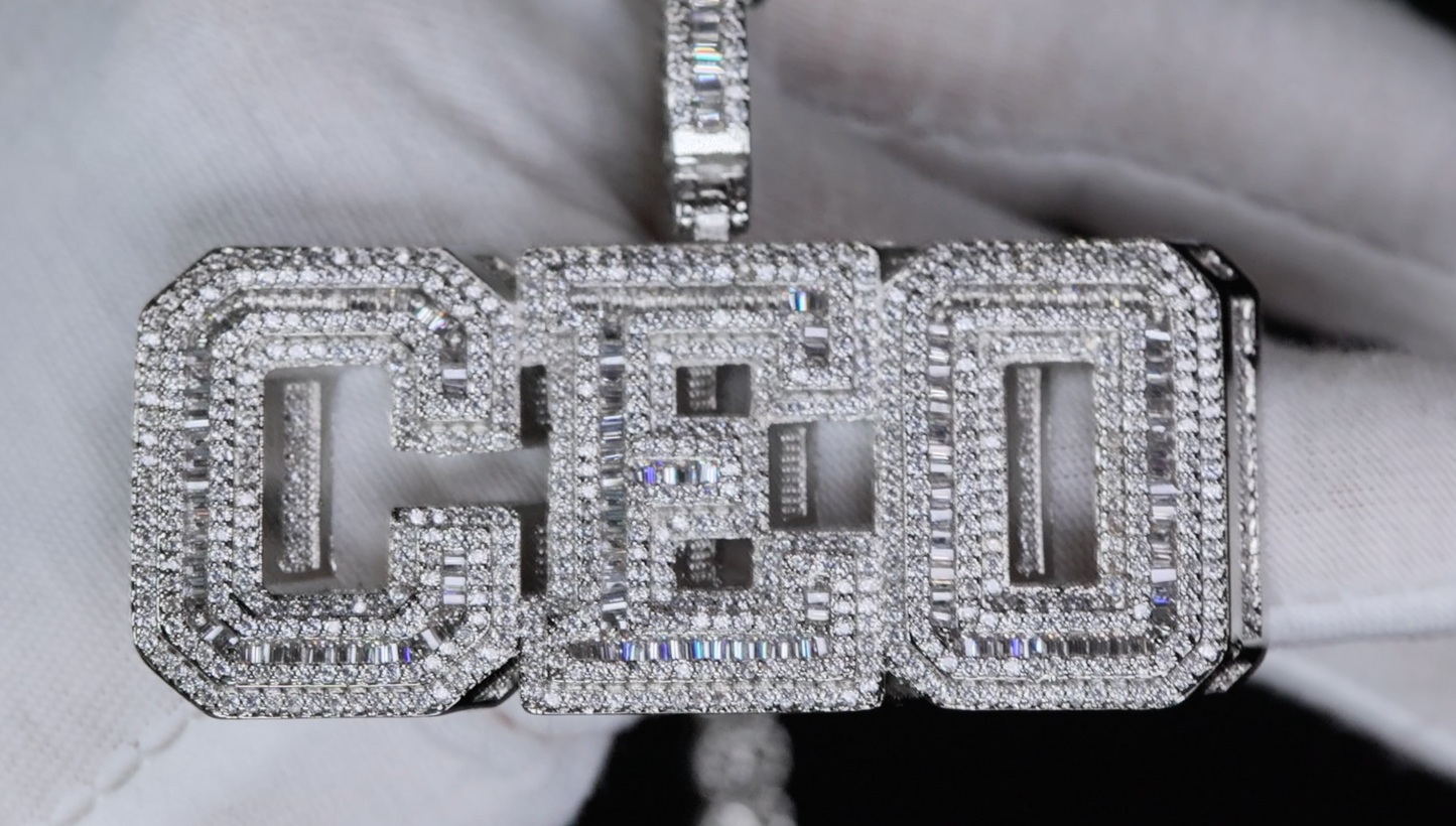CEO Pendant | Iced Out Pendant | Baguette Diamond Hip Hop Pendant