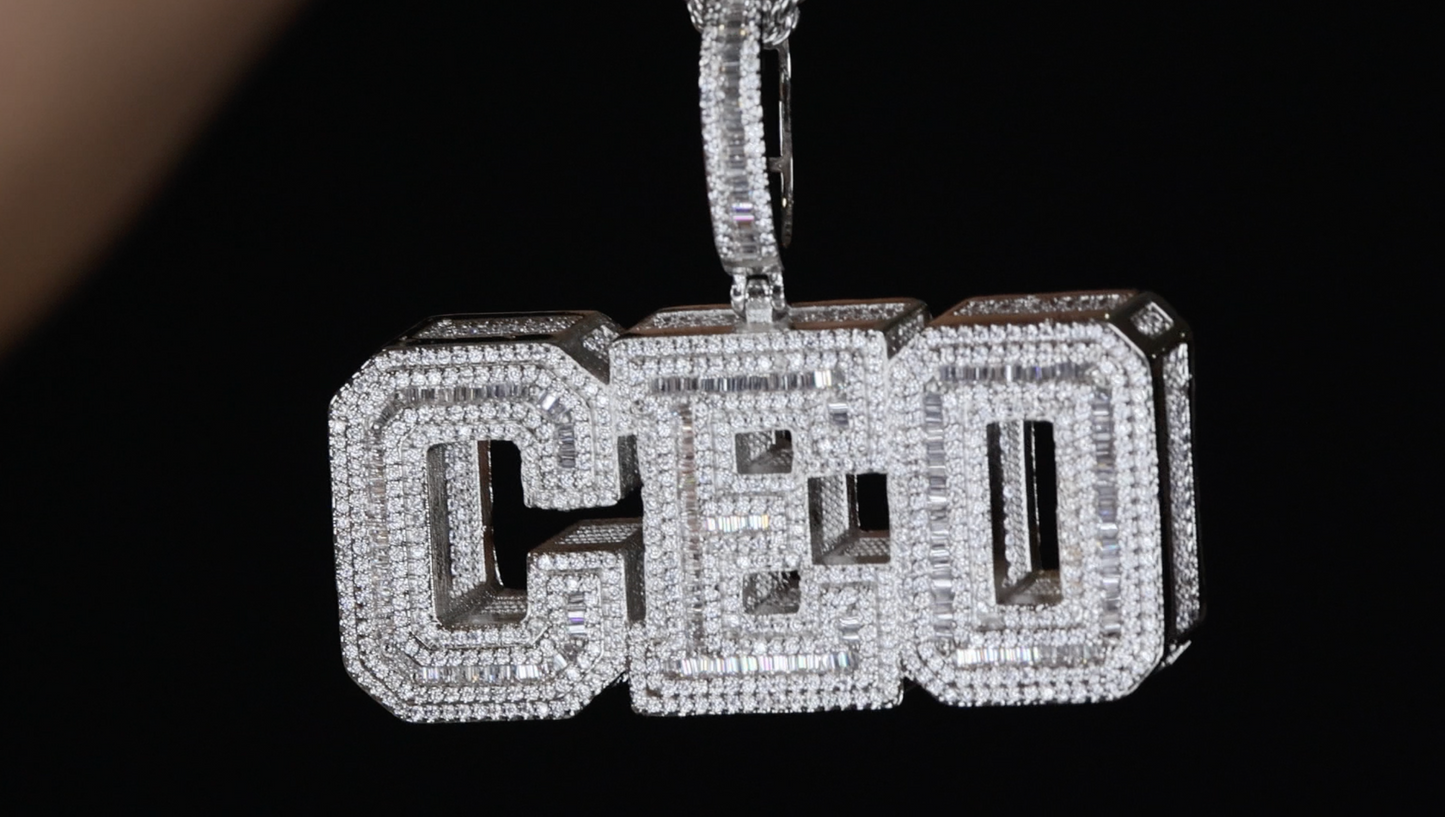 CEO Pendant | Iced Out Pendant | Baguette Diamond Hip Hop Pendant