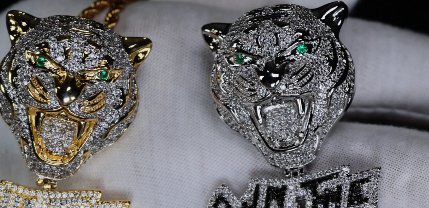 Iced Out Pendant | Diamond Tiger Pendant | Tiger Pendant