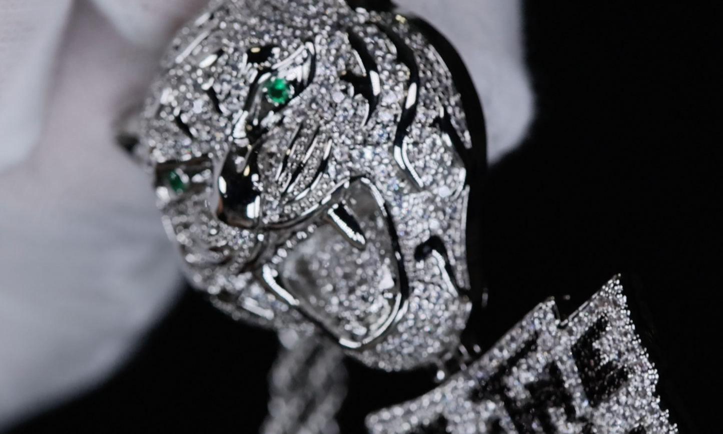 Iced Out Pendant | Diamond Tiger Pendant | Tiger Pendant