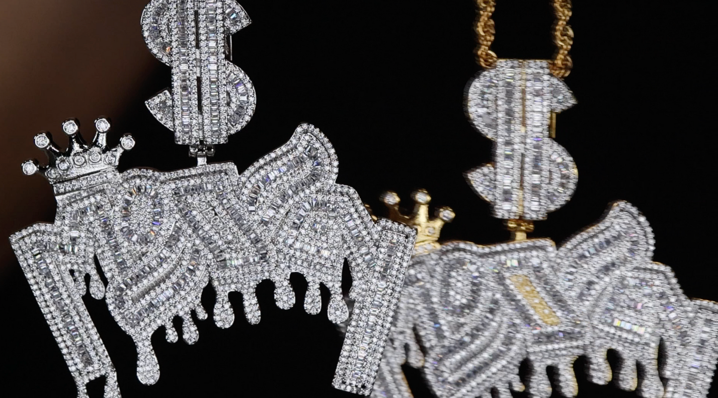 Hip Hop Jewellery | Iced Out Money Pendant | Diamond Hip Hop Pendant