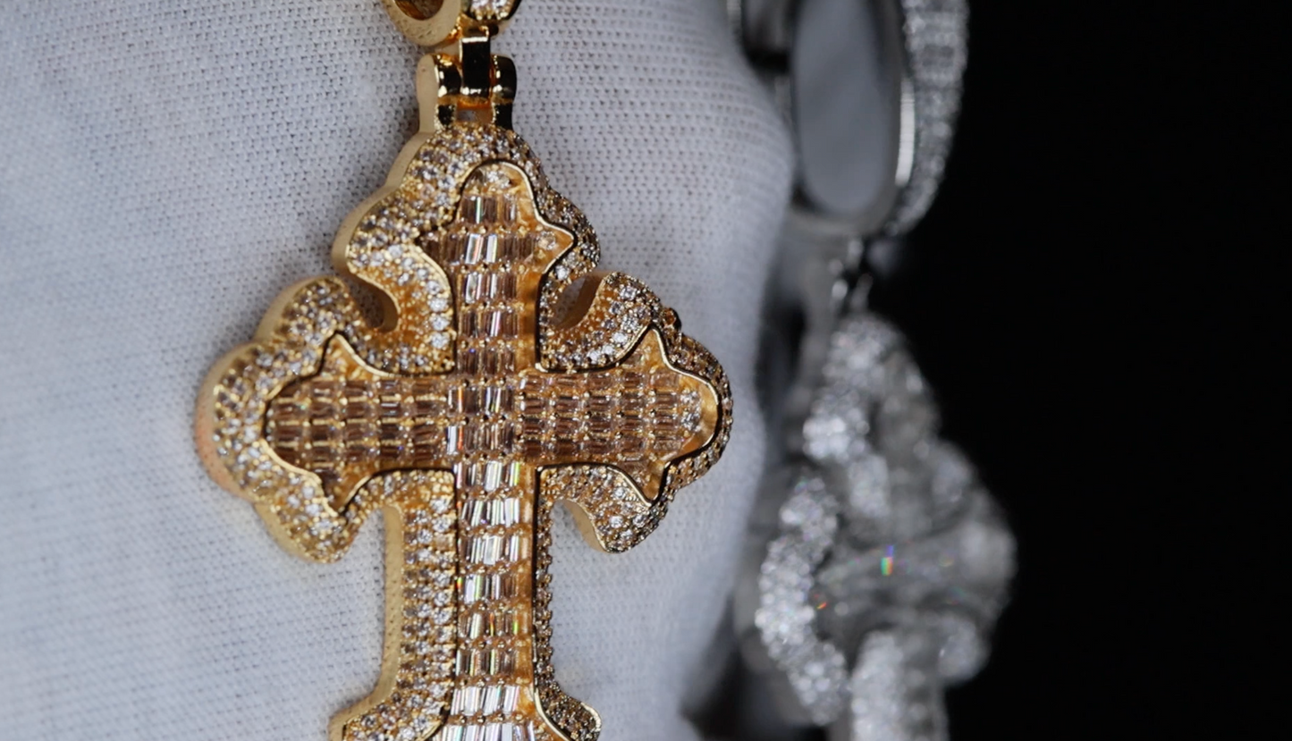 Iced Out Cross Pendant | Hip Hop Cross Pendant | Big Diamond Cross Pendant