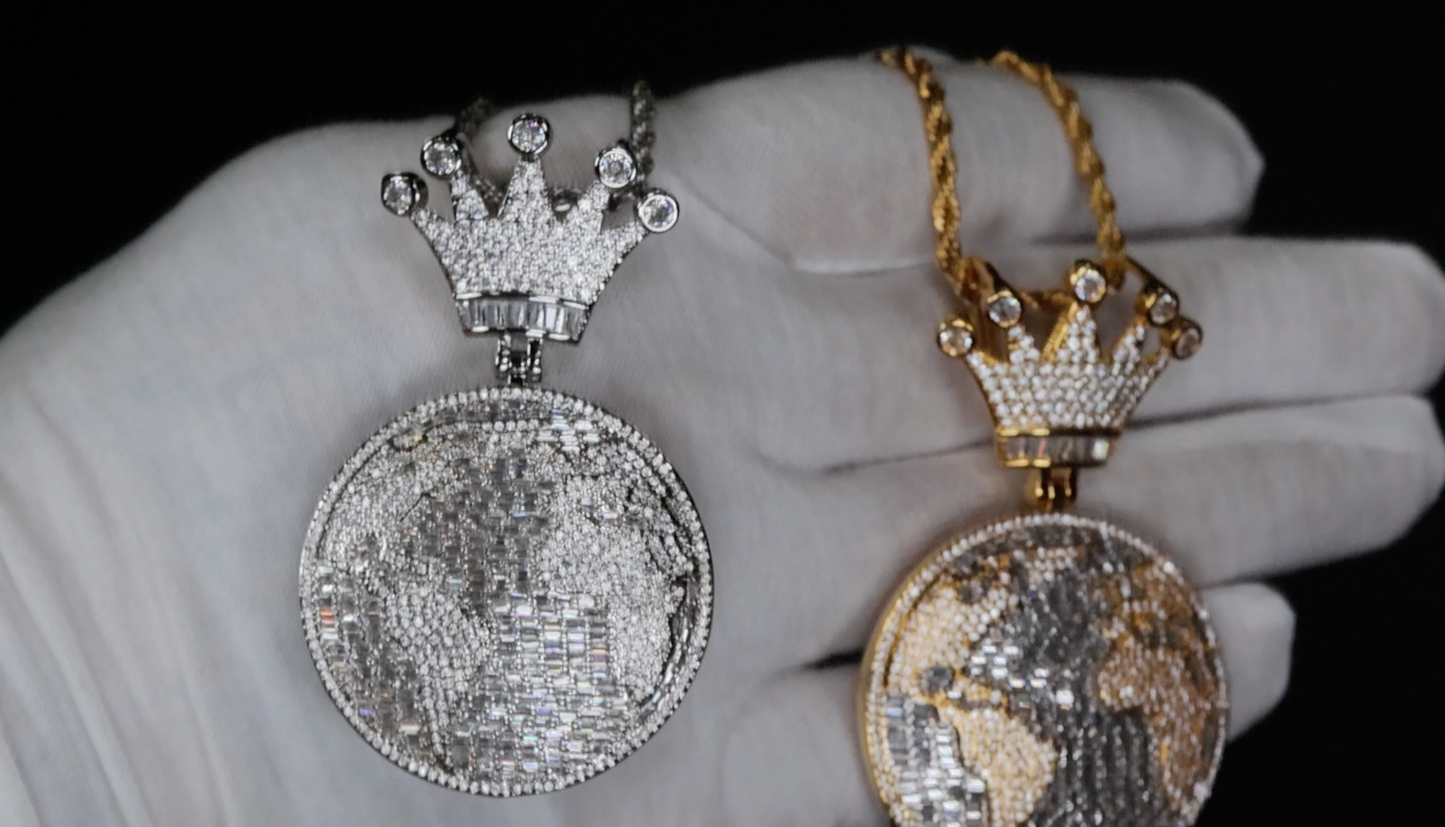 Iced Out Pendant | Hip Hop Diamond Pendant | World Pendant
