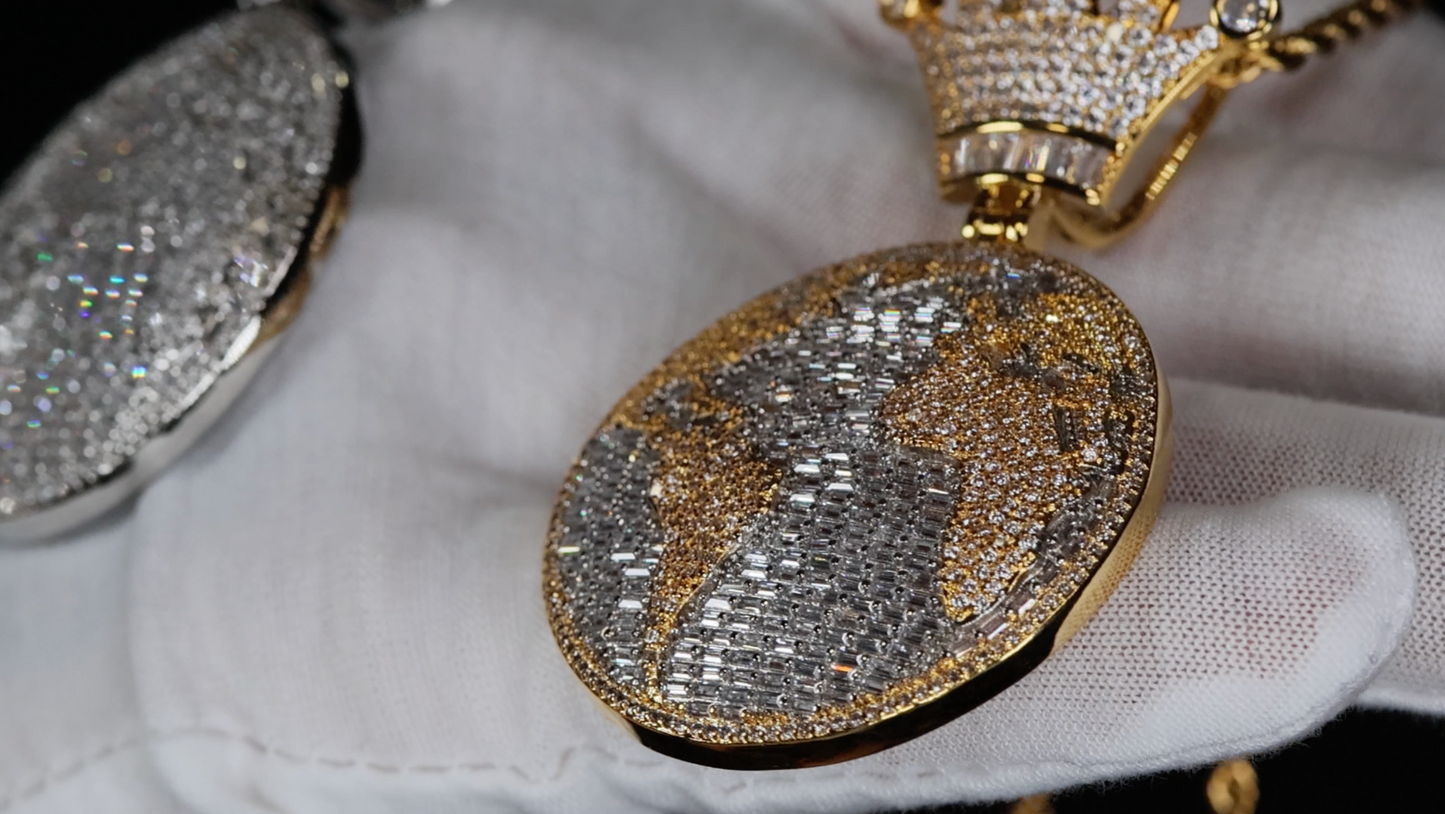 Iced Out Pendant | Hip Hop Diamond Pendant | World Pendant