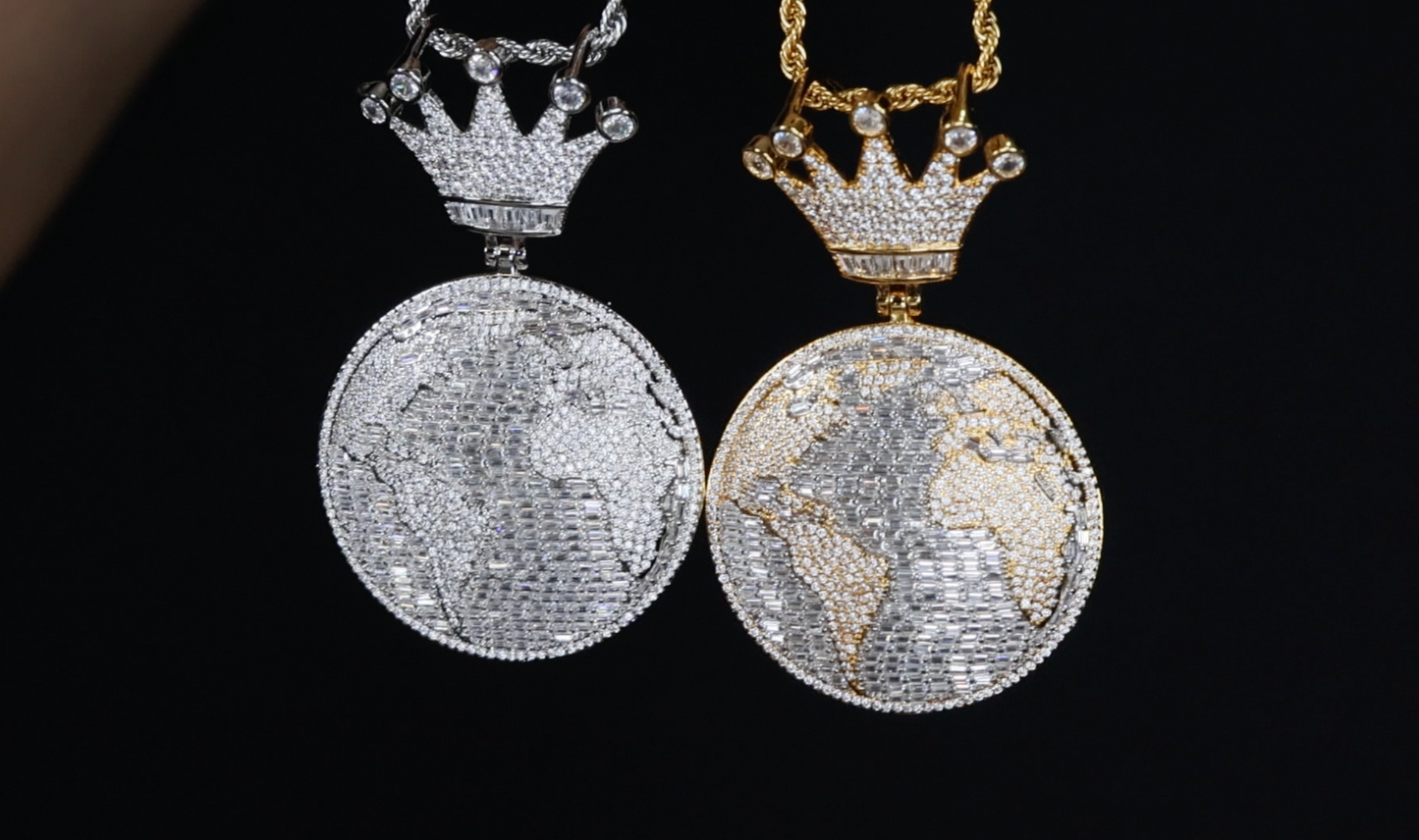 Iced Out Pendant | Hip Hop Diamond Pendant | World Pendant